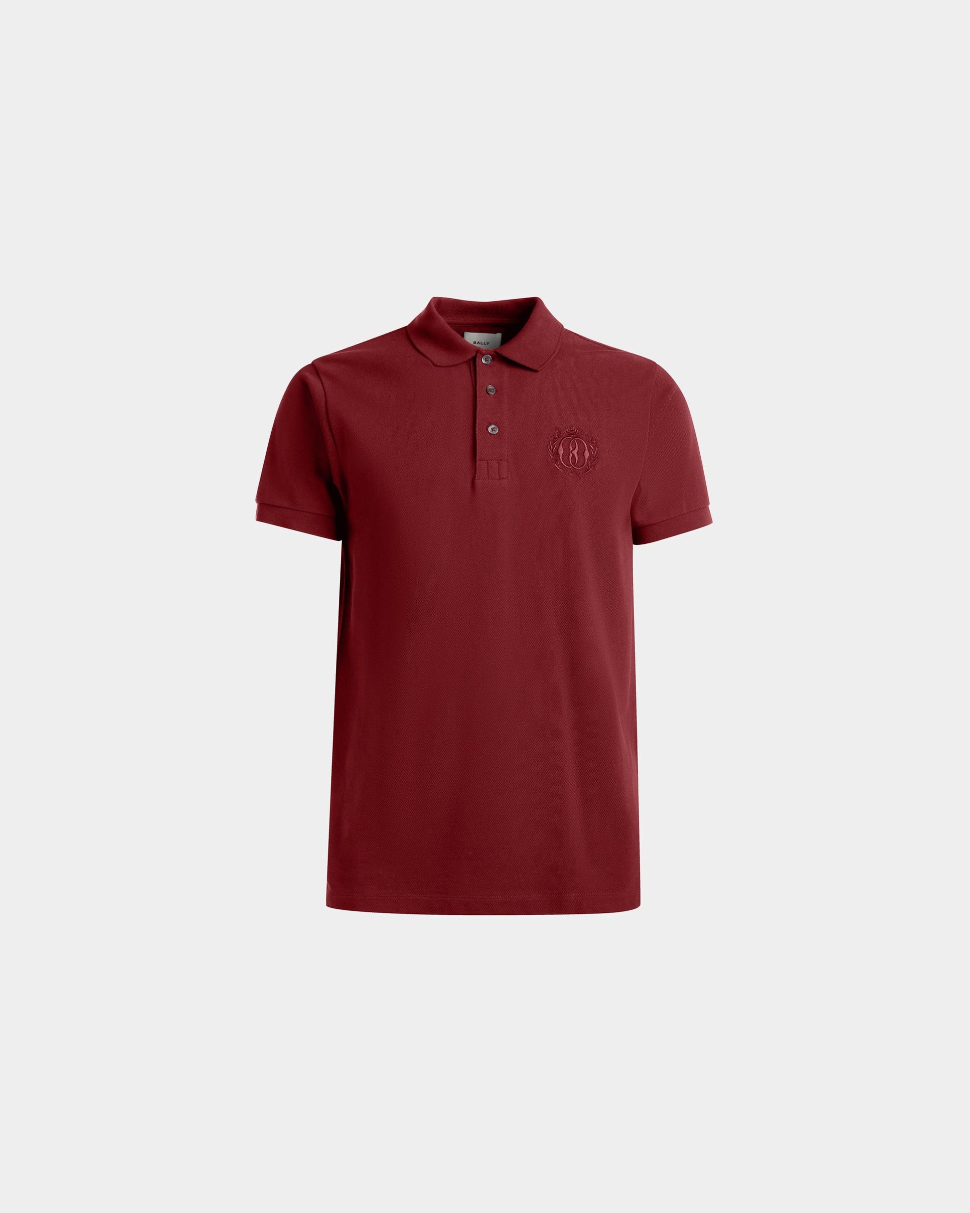 Emblem Polo | Men's Polo | Burgundy Cotton | Bally | Still Life Front