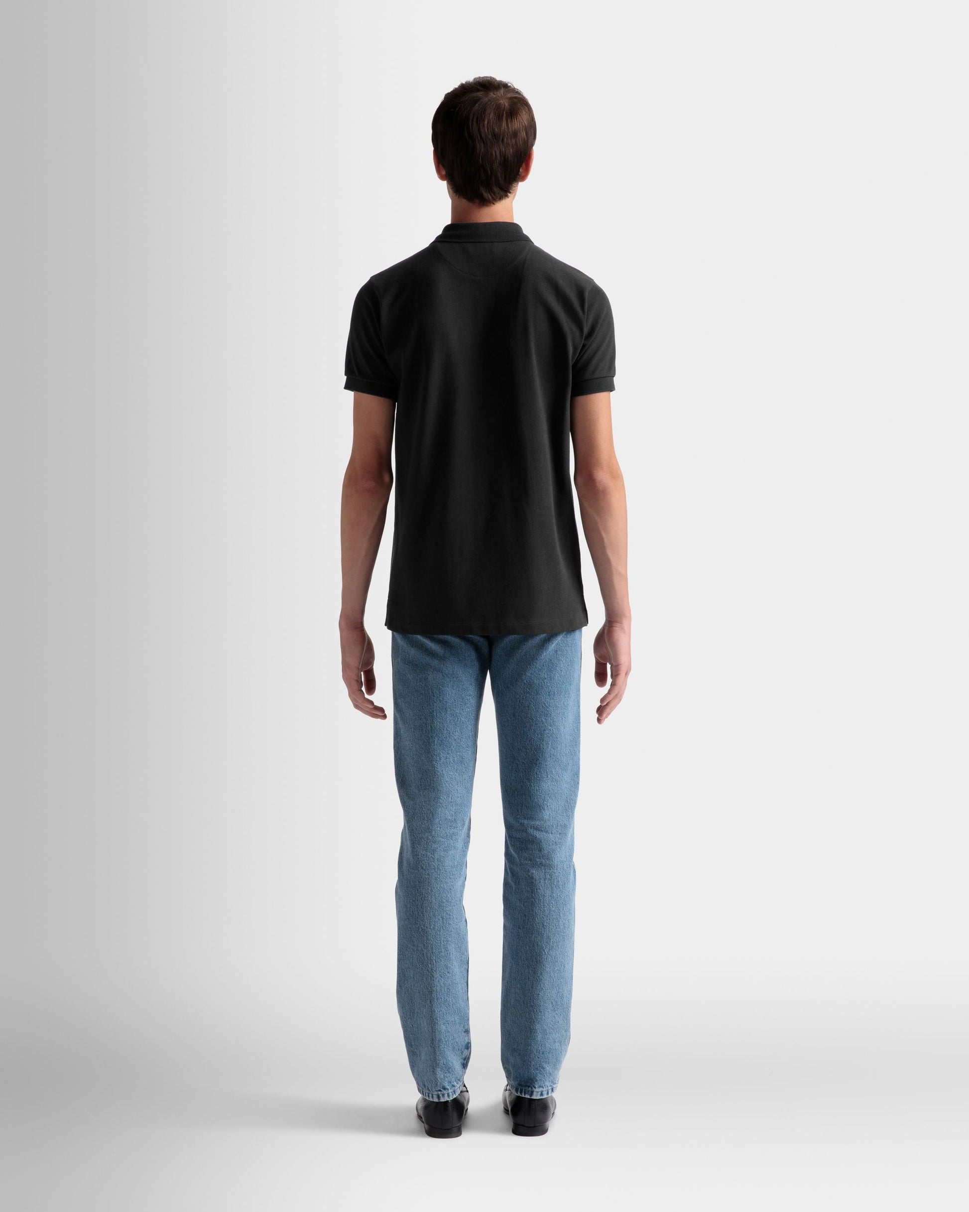 Emblem Polo | Men's Polo | Black Cotton | Bally | On Model Back
