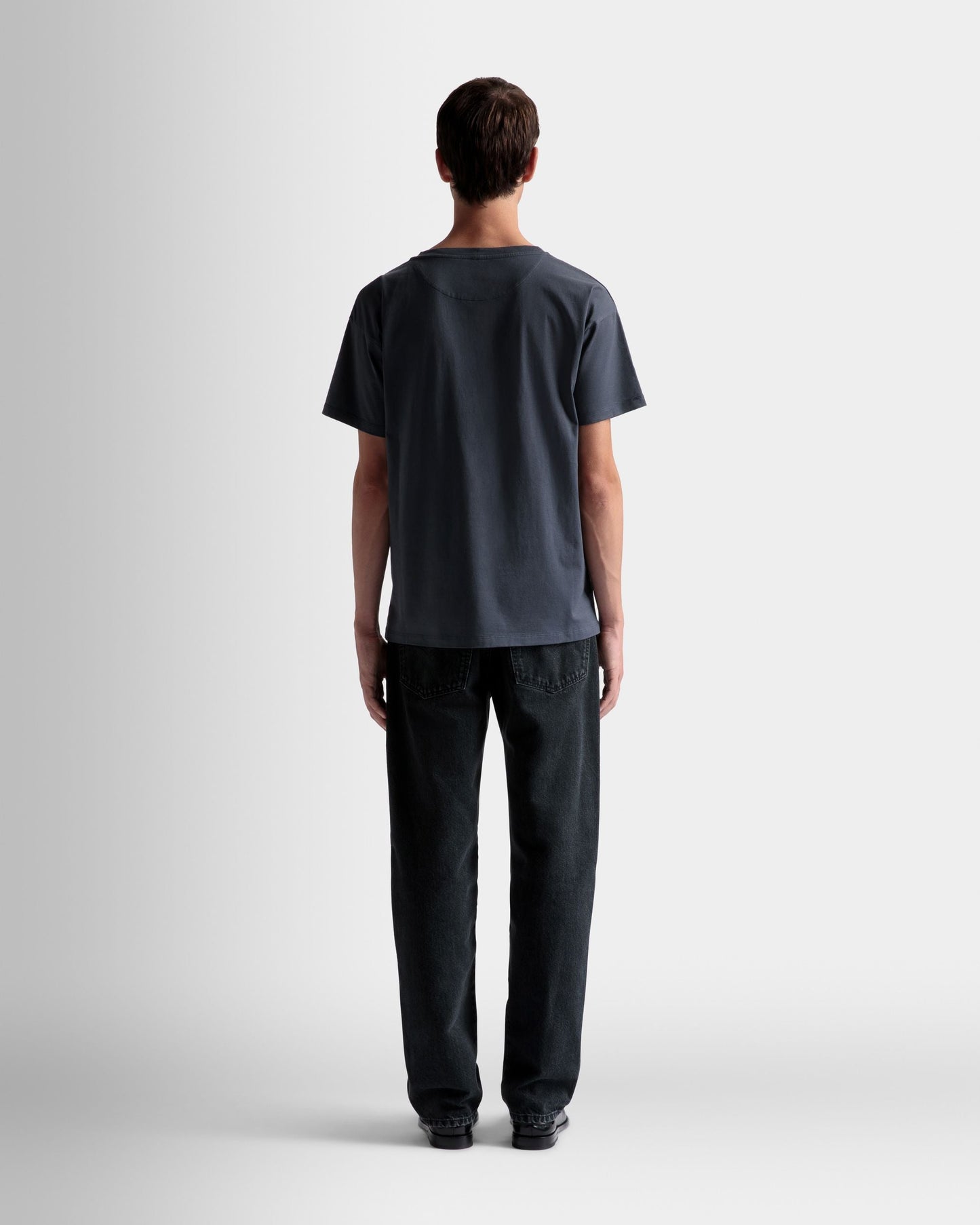 Train Motif T-Shirt | Men's T-Shirt | Stone Cotton | Bally | On Model Back