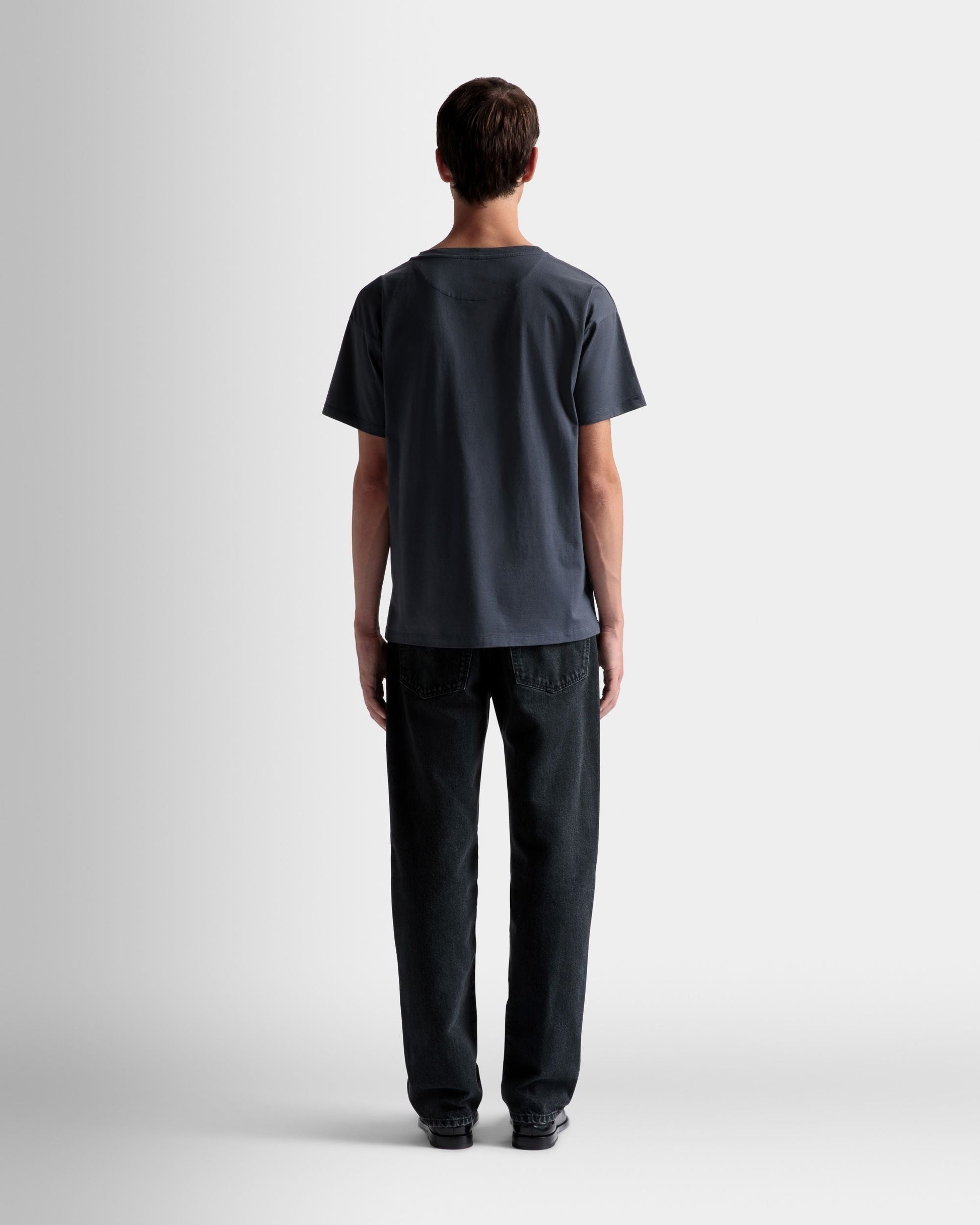 Train Motif T-Shirt | Men's T-Shirt | Stone Cotton | Bally | On Model Back