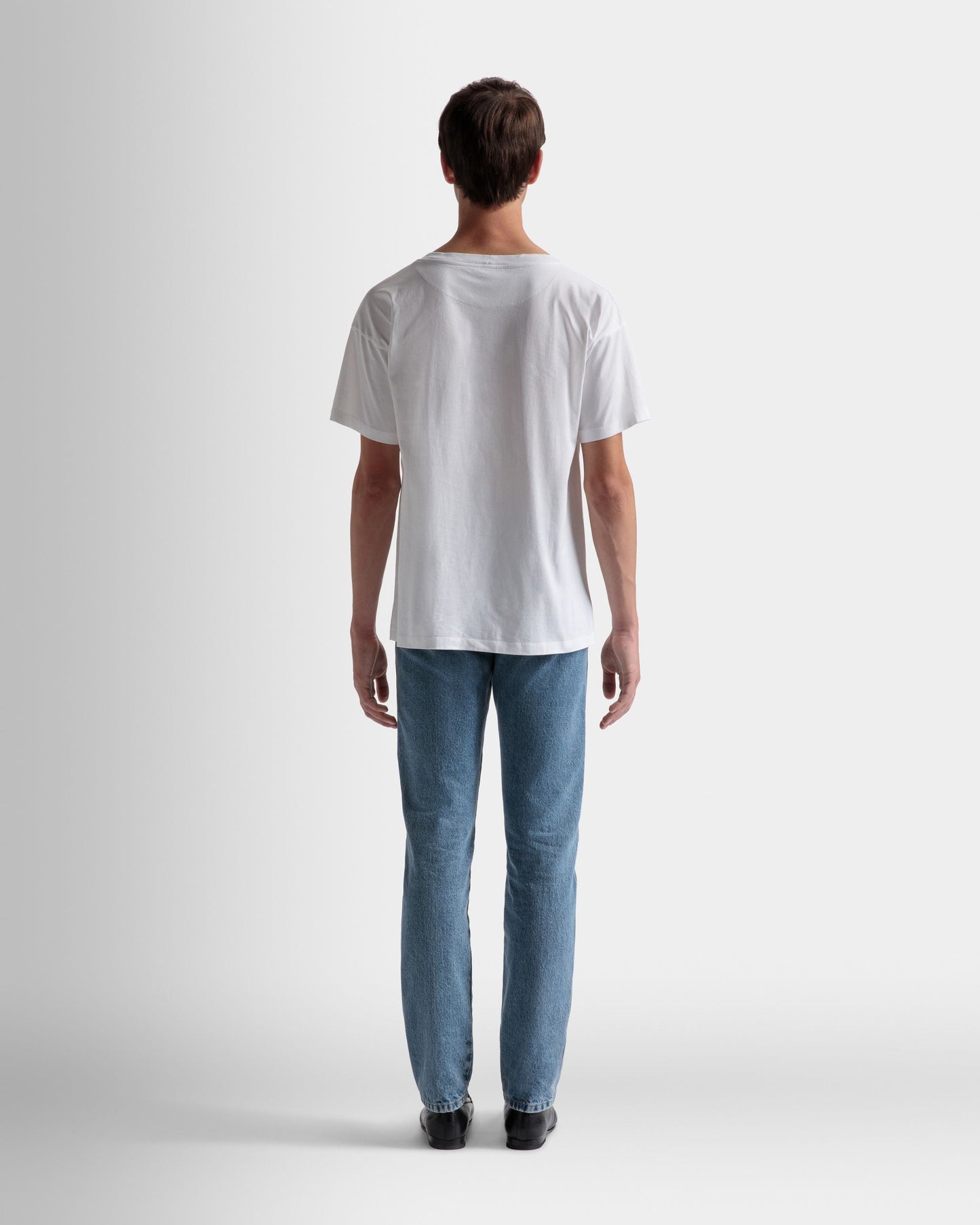 Printed T-Shirt | Men's T-Shirt | White Cotton | Bally | On Model Back
