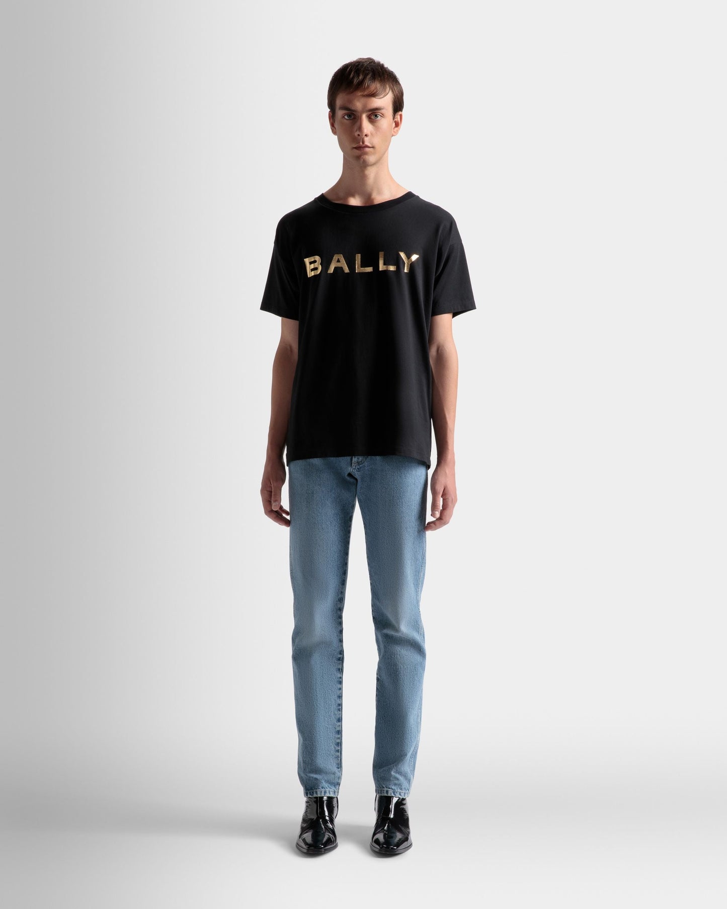 Logo T-Shirt | Men's T-Shirt | Black Cotton | Bally | On Model Front