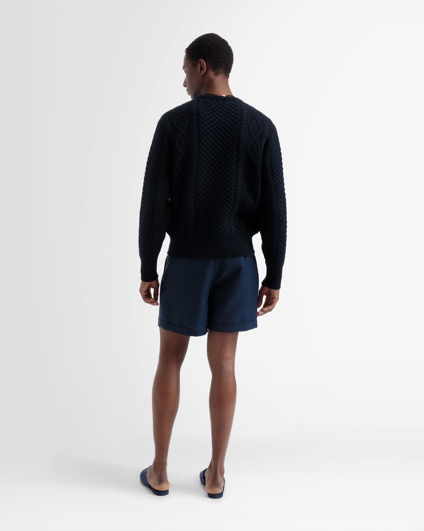 Knitted Crew Neck In Navy Wool
