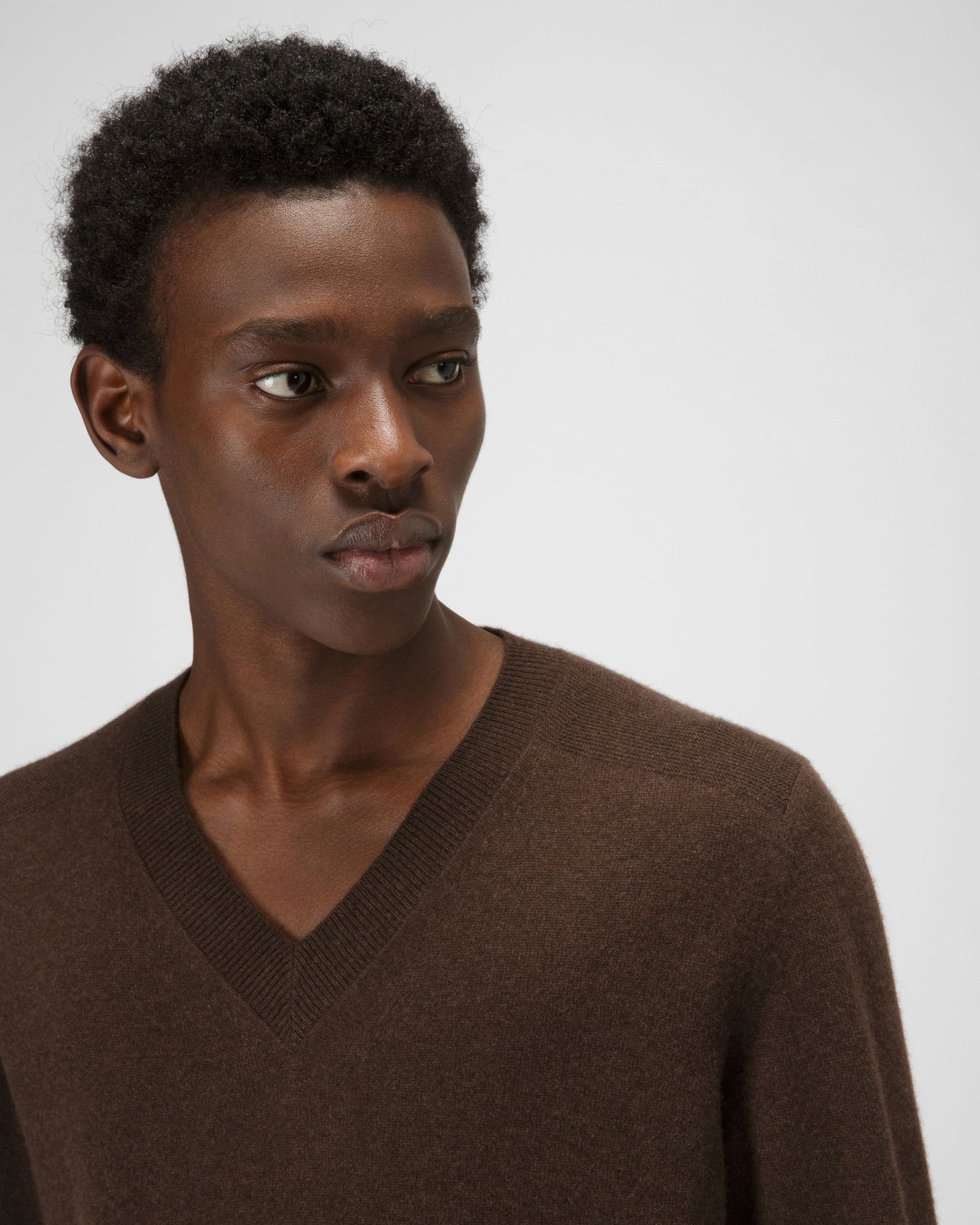 Cashmere V-Neck In Ebony Brown