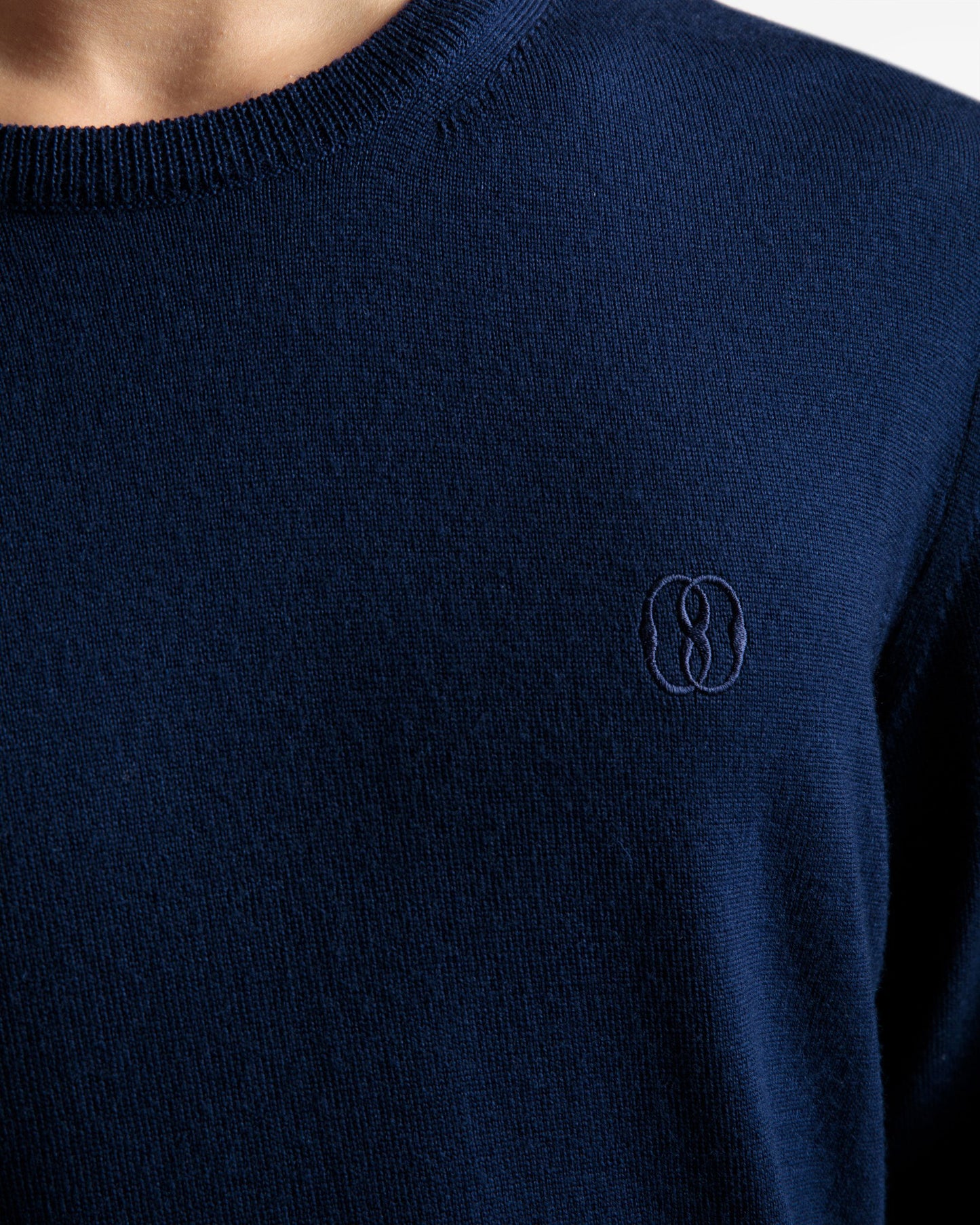 Wool Sweater | Men's Crew Neck Sweater | Marine Wool | Bally | On Model Detail