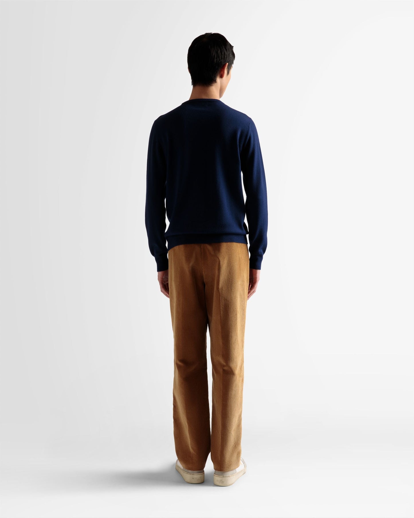 Wool Sweater | Men's Crew Neck Sweater | Marine Wool | Bally | On Model Back