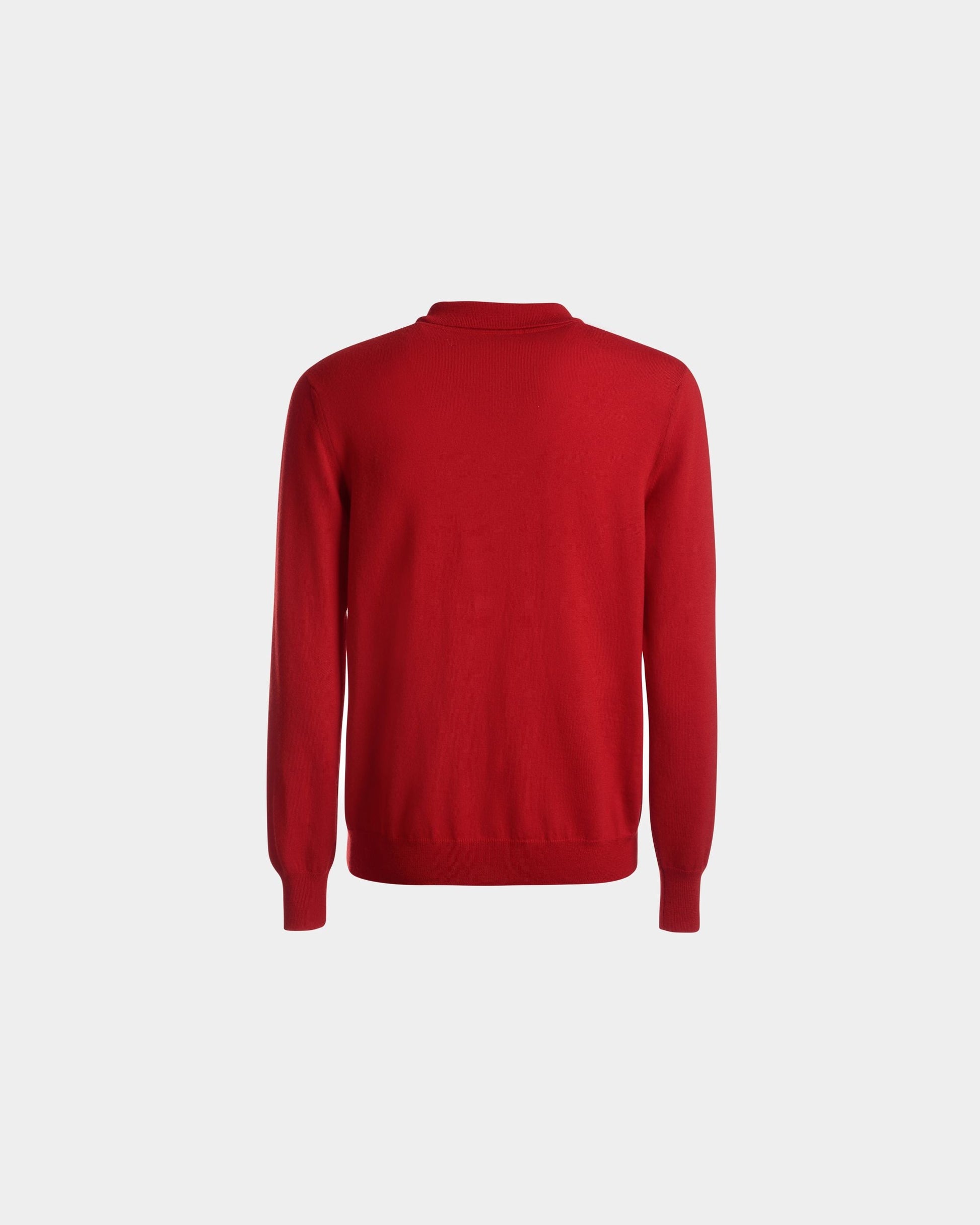Long Sleeve Polo | Men's Polo Shirt | Deep Ruby Wool | Bally | Still Life Back