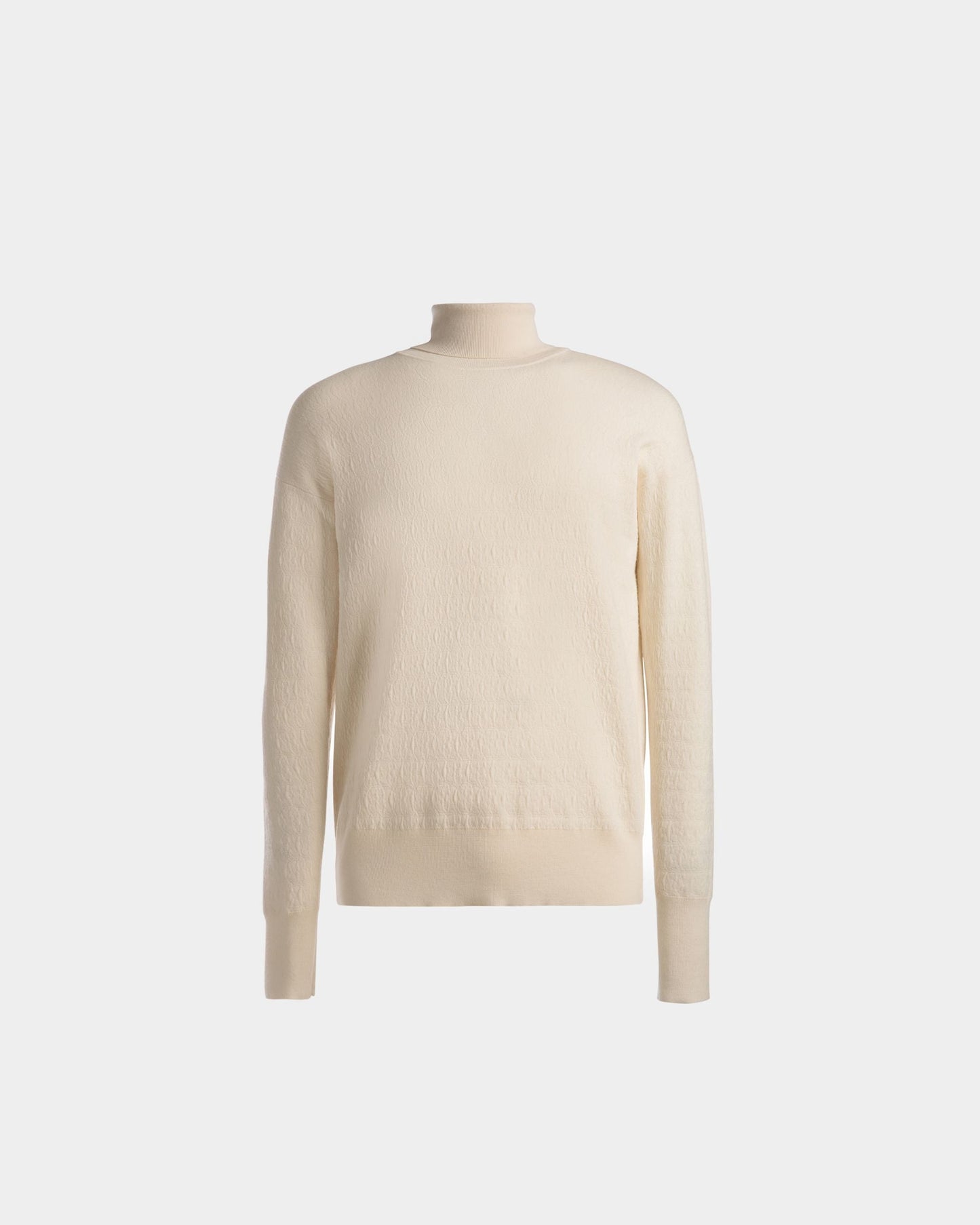 Roll Neck Sweater In Bone Wool