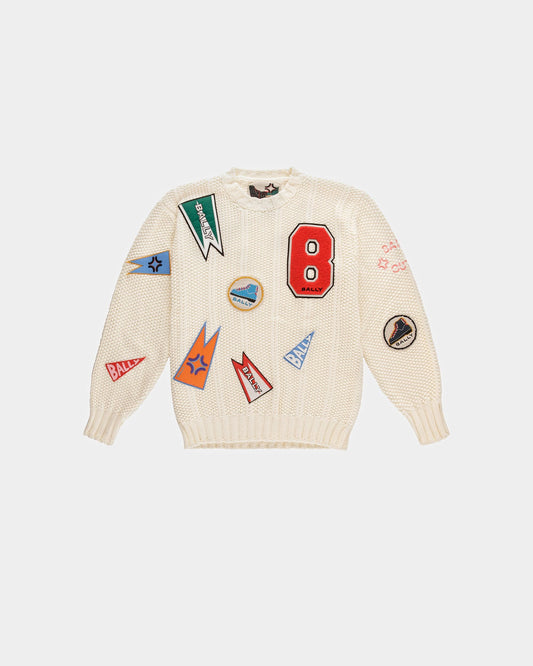 Peak Outlook Crew Neck Sweater In Bone Cotton
