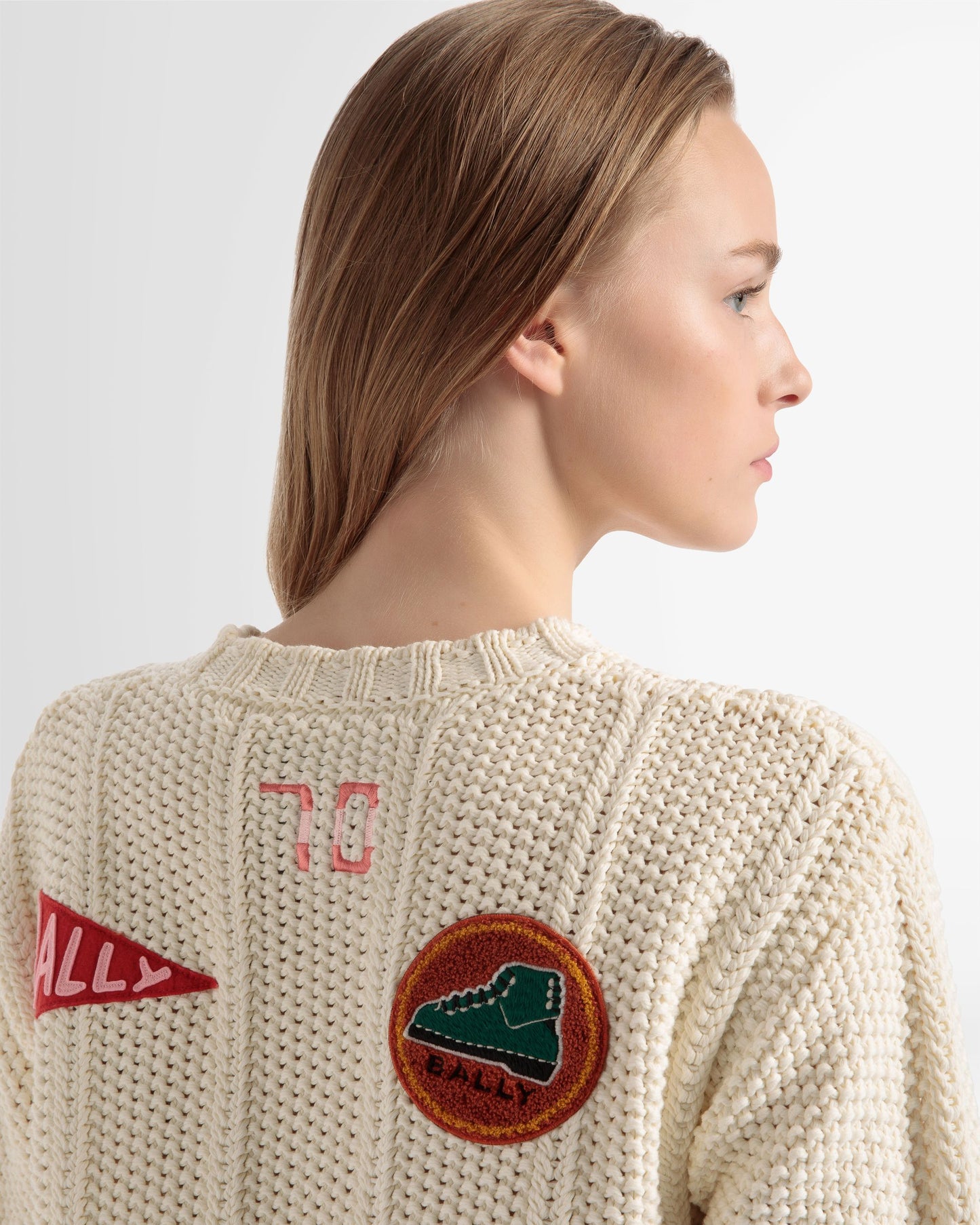 Peak Outlook Crew Neck Sweater In Bone Cotton