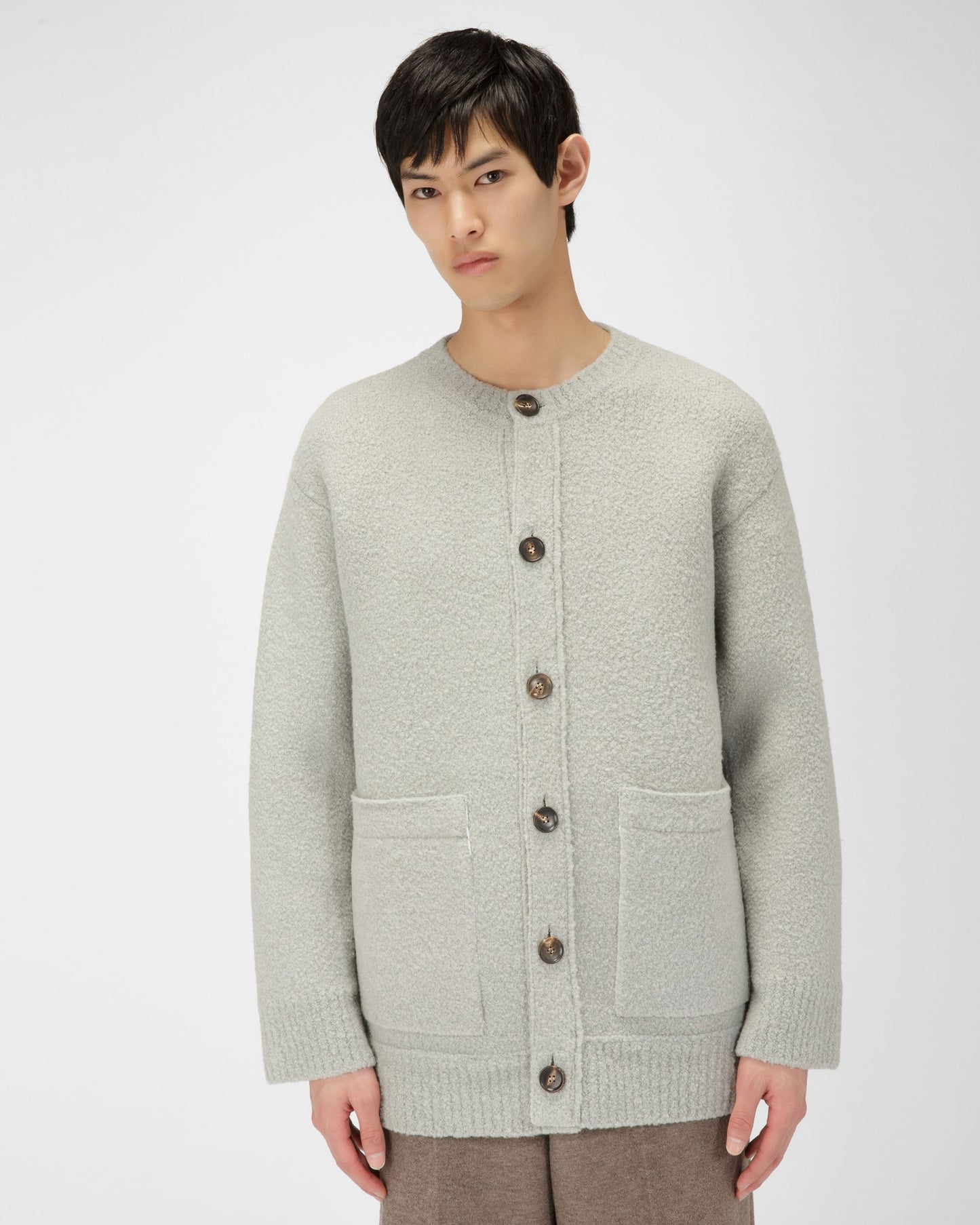 Wool Blend Cardigan In Light Blue