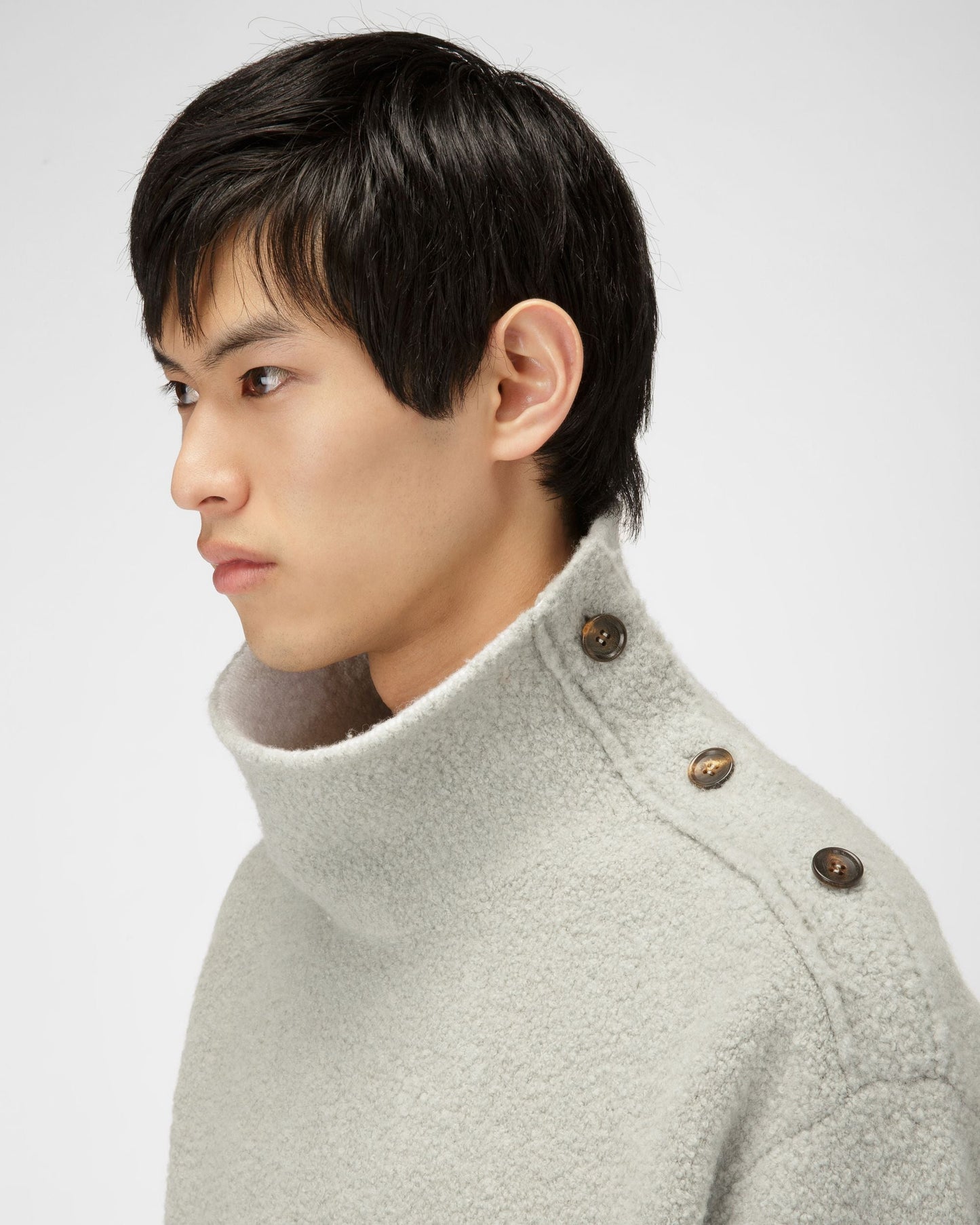 Wool Blend Roll Neck In Light Blue