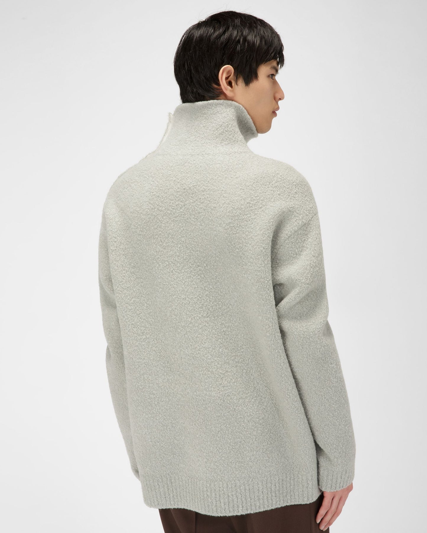 Wool Blend Roll Neck In Light Blue