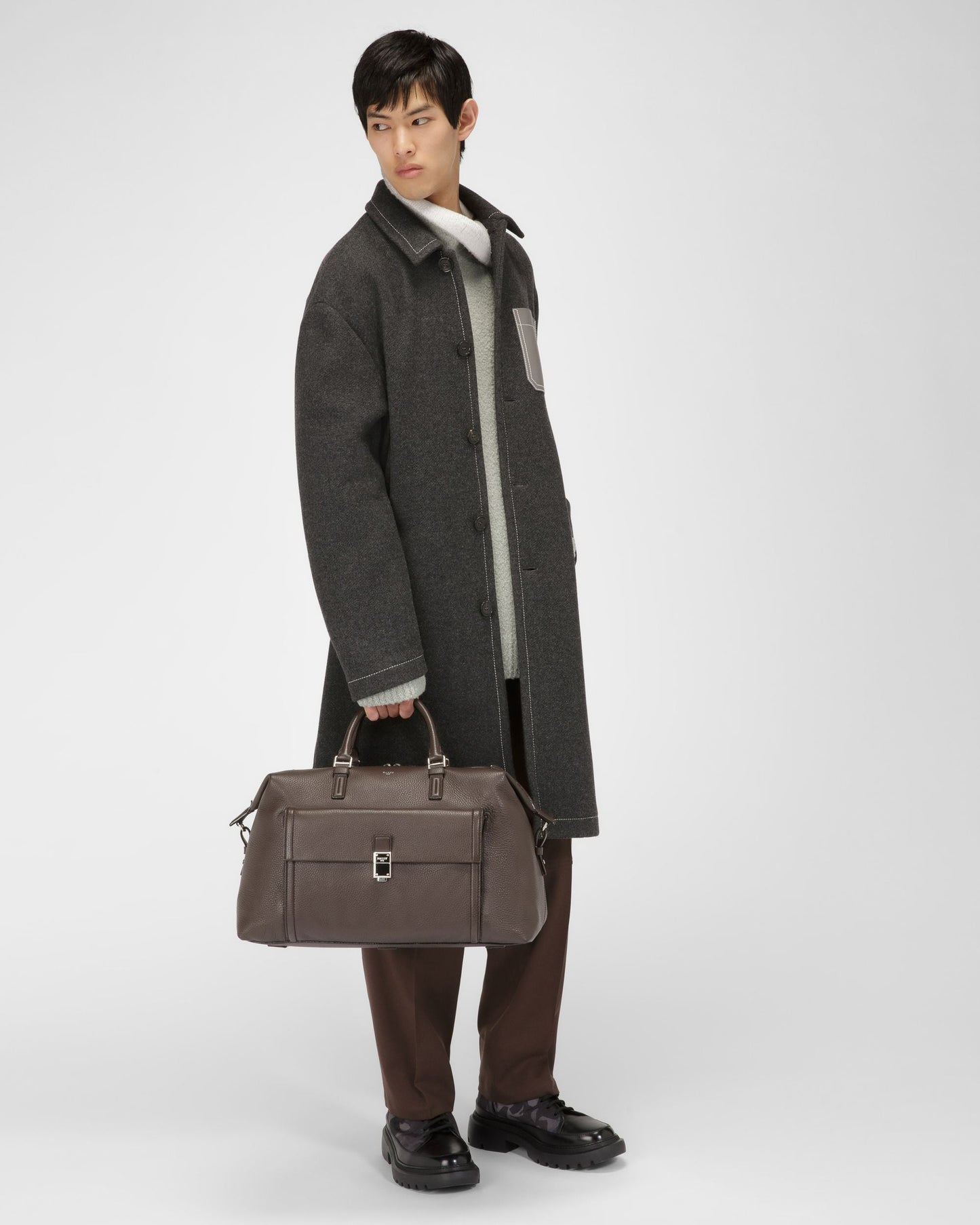Wool Blend Roll Neck In Light Blue
