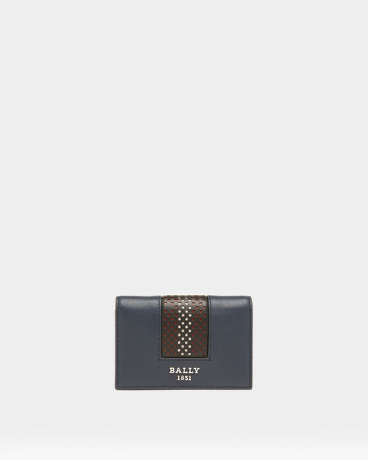High Point Business Card Holder in Blue Leather