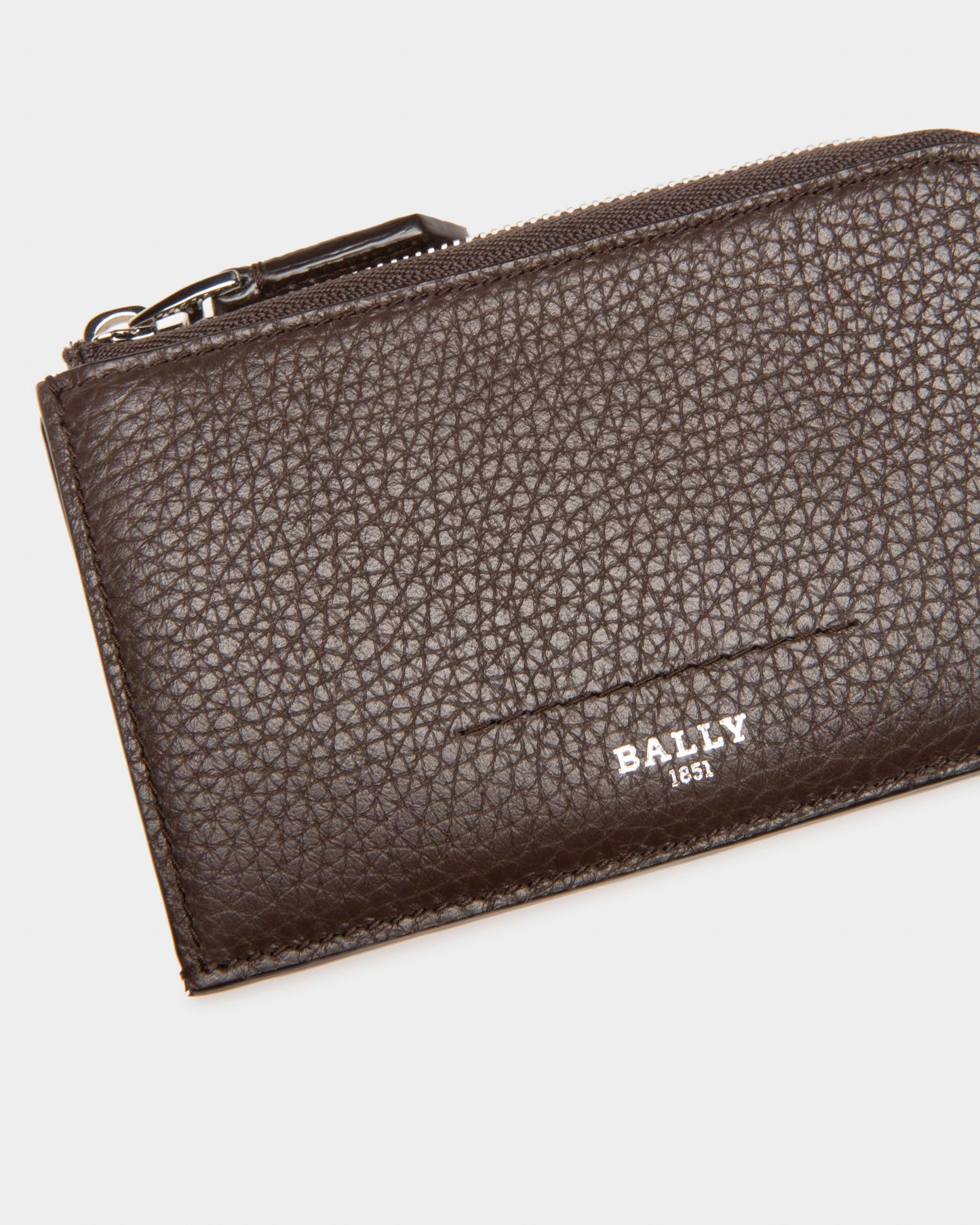 Scord Leather Card Holder In Ebony Brown