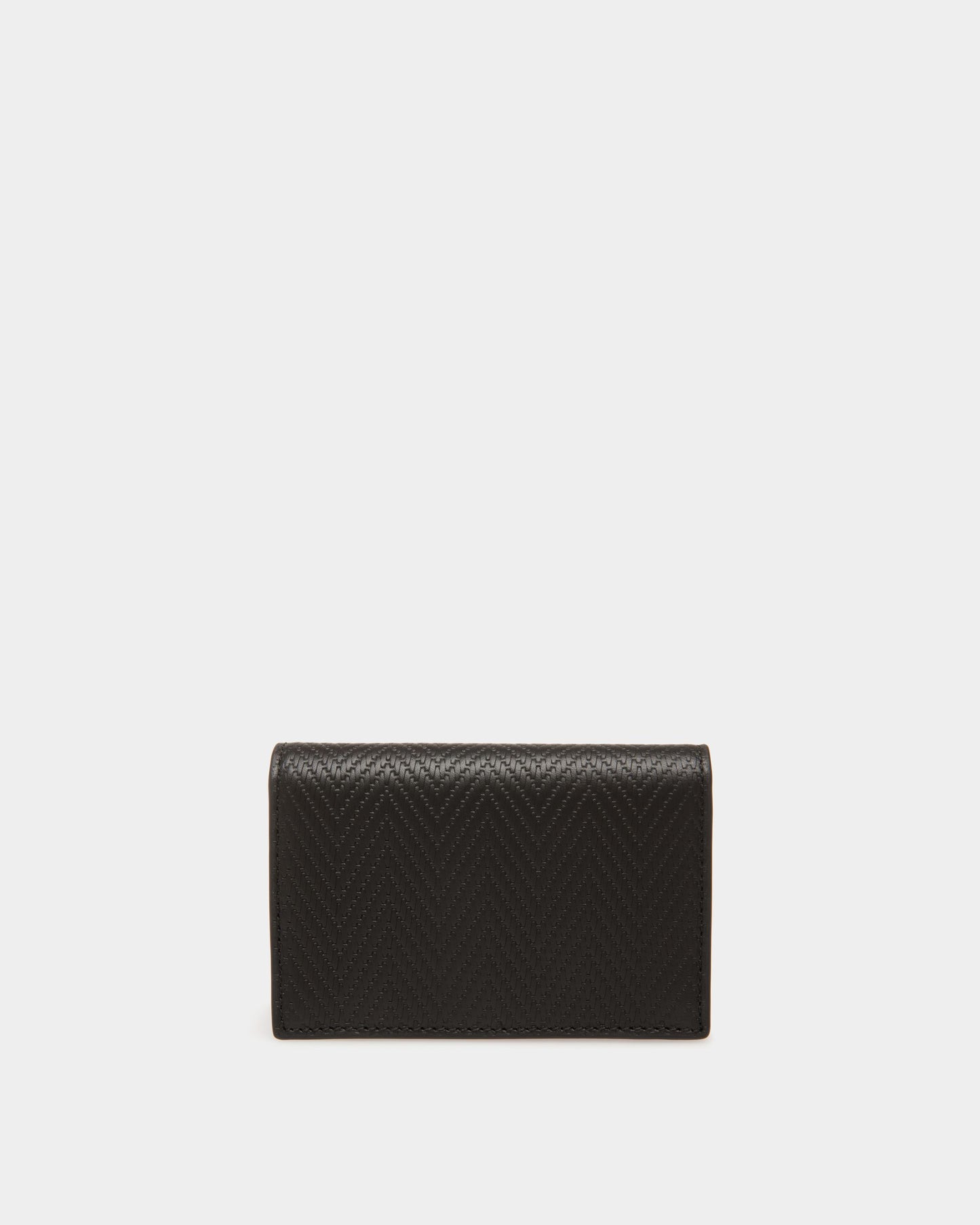 Business Card Holder In Black Embossed Leather