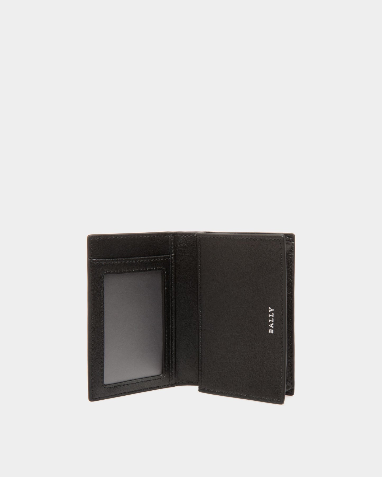 Business Card Holder In Black Embossed Leather