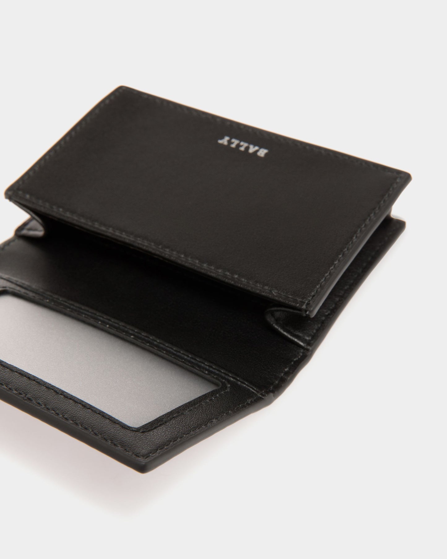 Business Card Holder In Black Embossed Leather