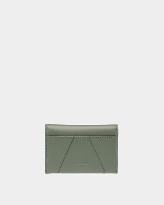 Annye Leather Business Card Holder In Sage