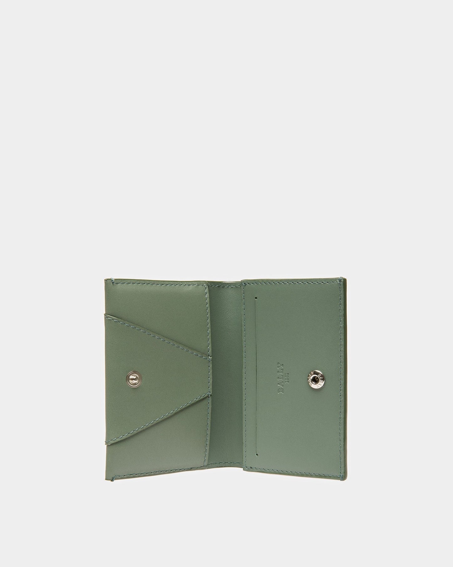 Annye Leather Business Card Holder In Sage