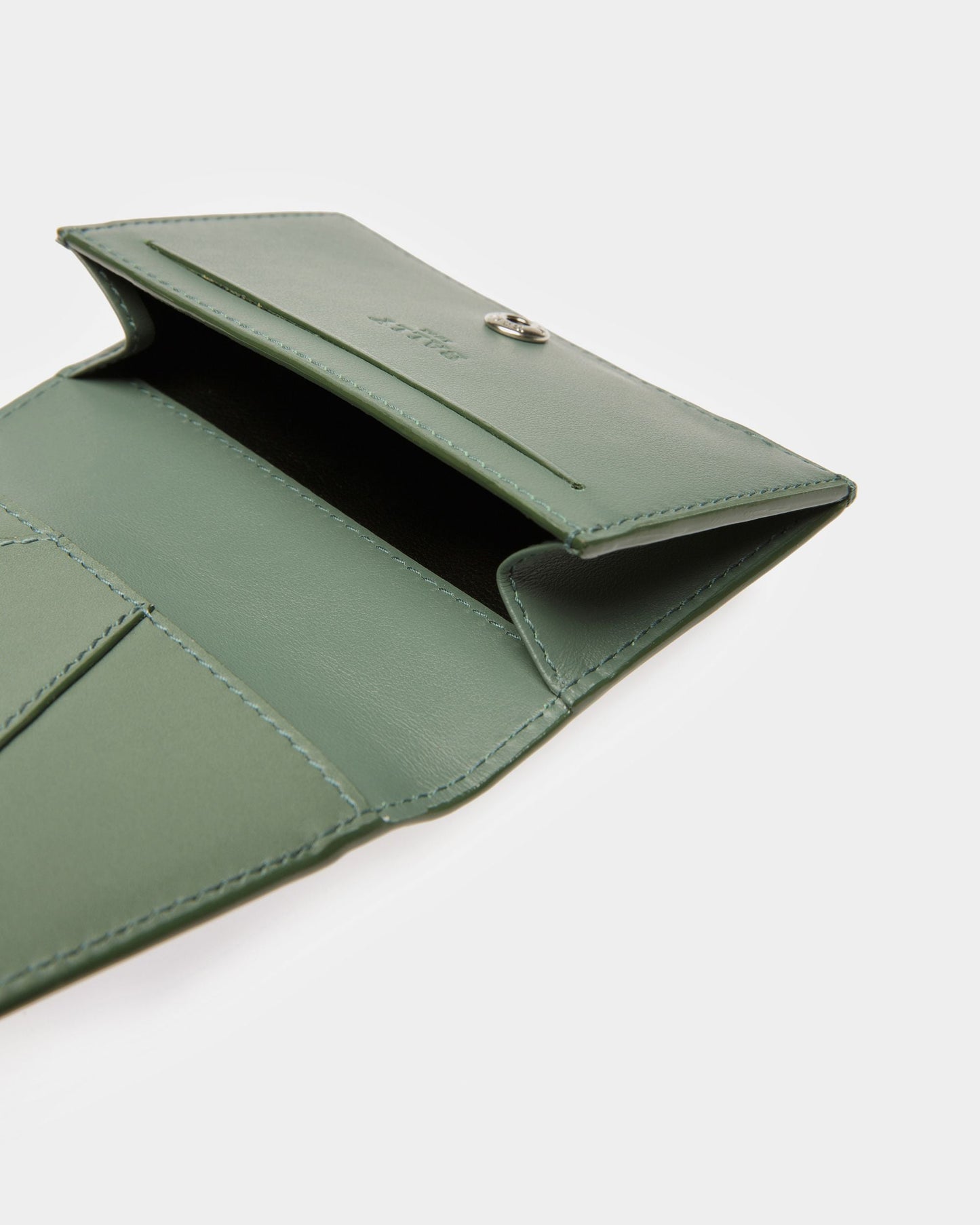 Annye Leather Business Card Holder In Sage
