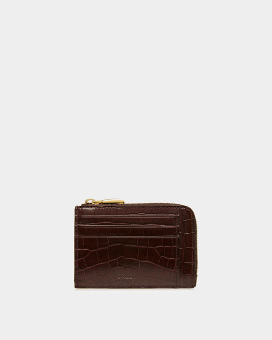 Zipped Coin Holder In Crocodile Embossed