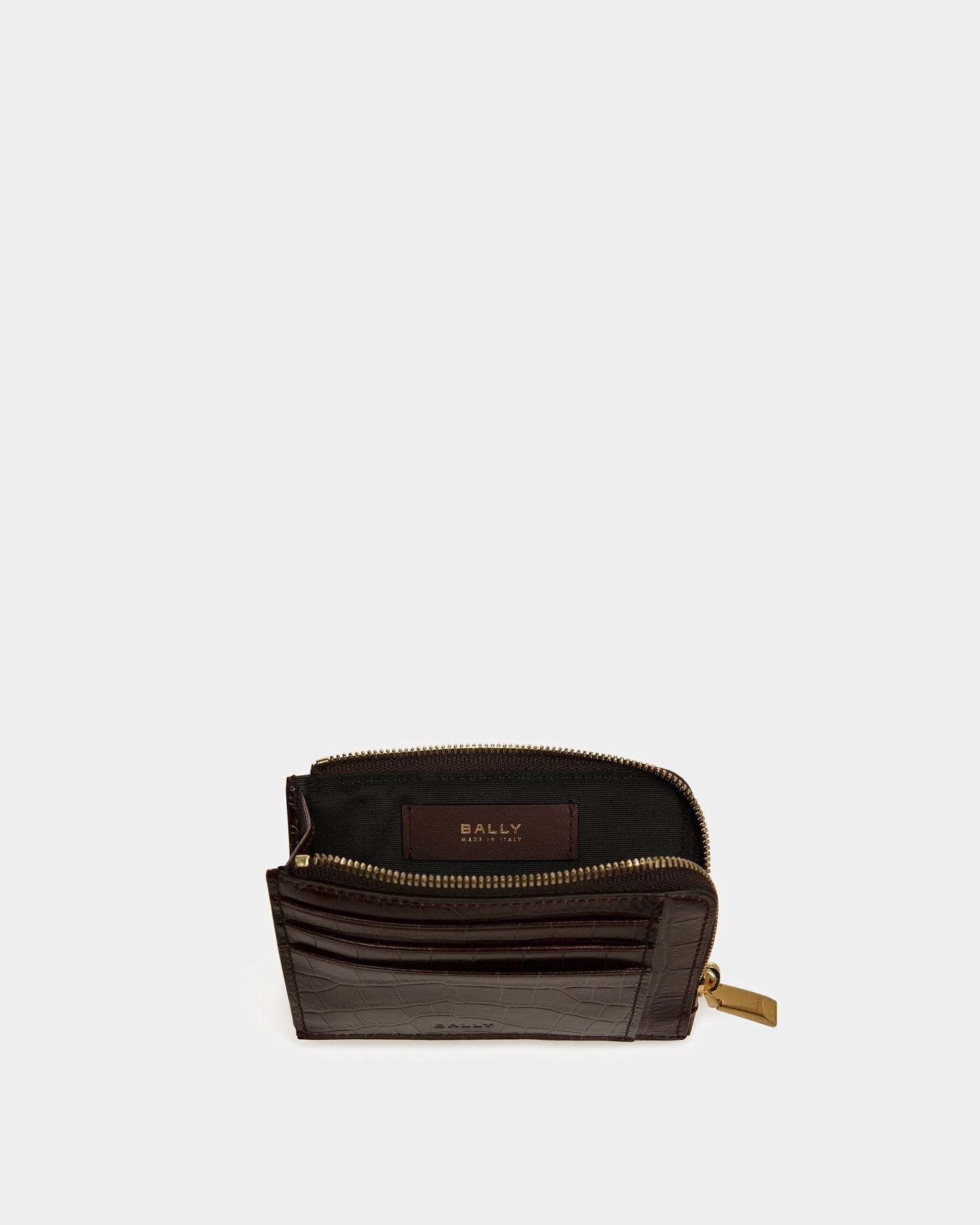 Zipped Coin Holder In Crocodile Embossed