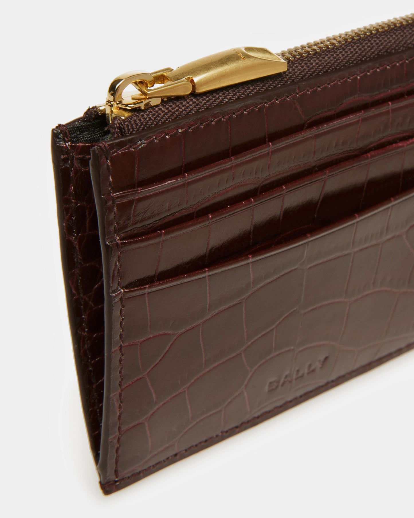 Zipped Coin Holder In Crocodile Embossed