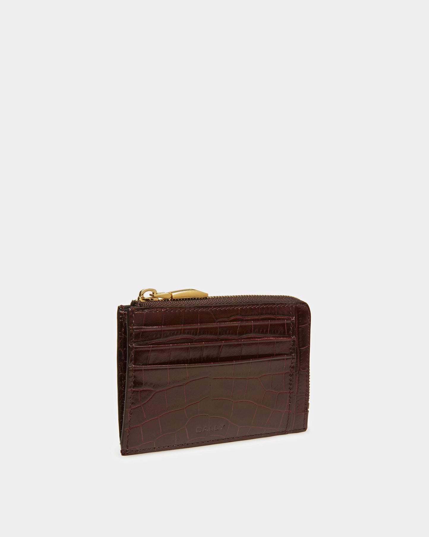Zipped Coin Holder In Crocodile Embossed