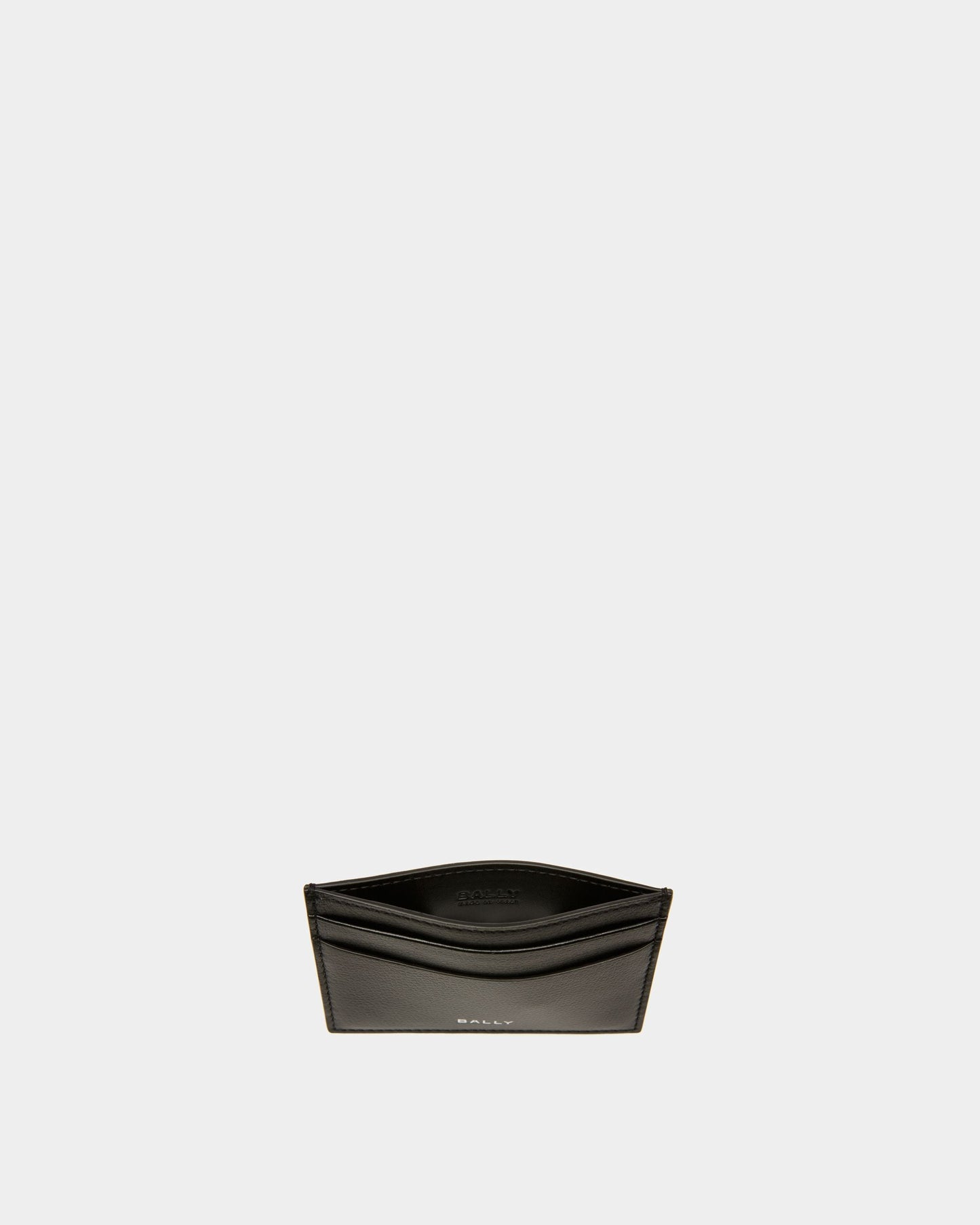 Banque Business Card Holder | Men's Business Card Holder | Black Leather | Bally | Still Life Open / Inside