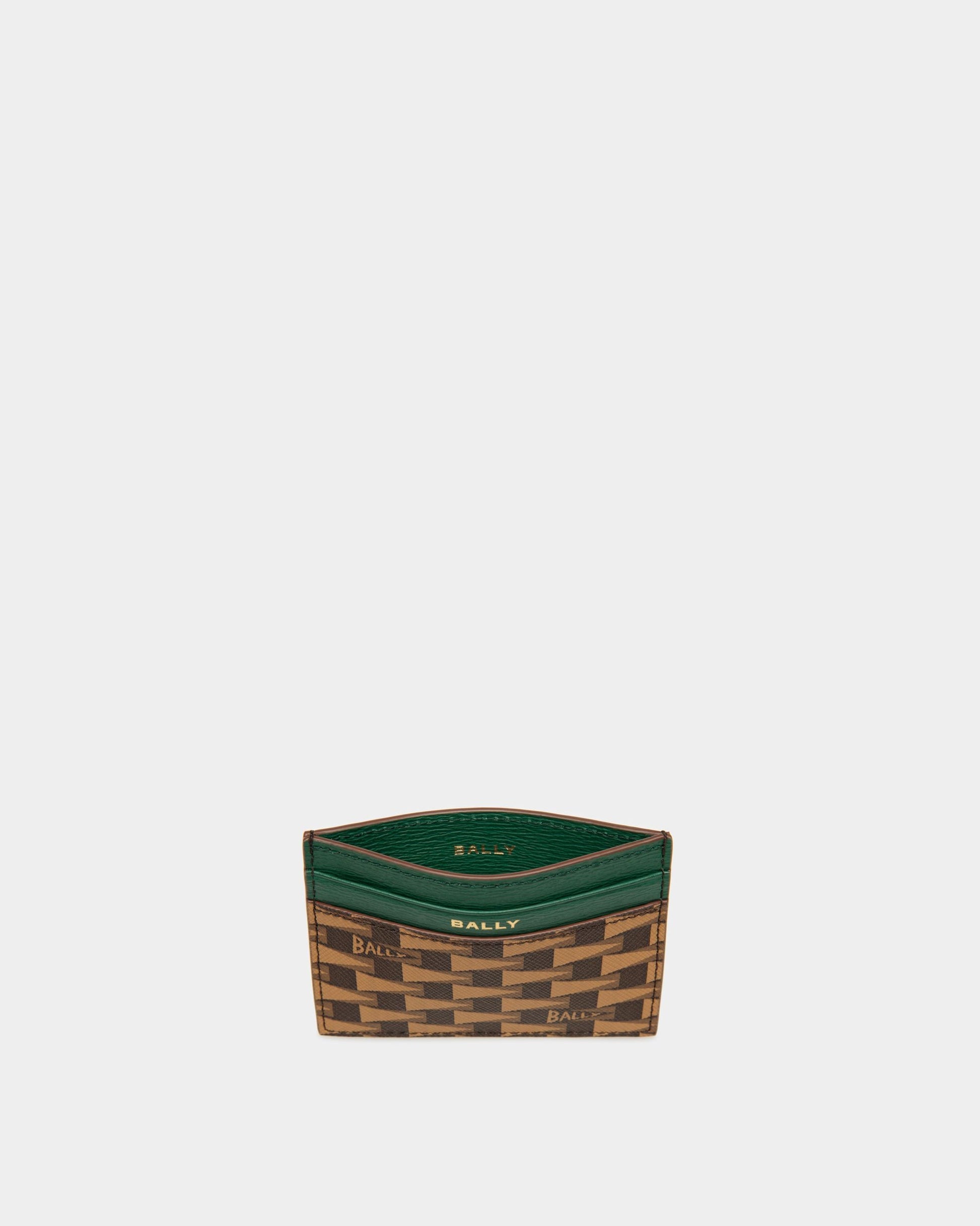Pennant Business Card Holder | Men's Business Card Holder | Desert And Kelly Green Leather | Bally | Still Life Open / Inside