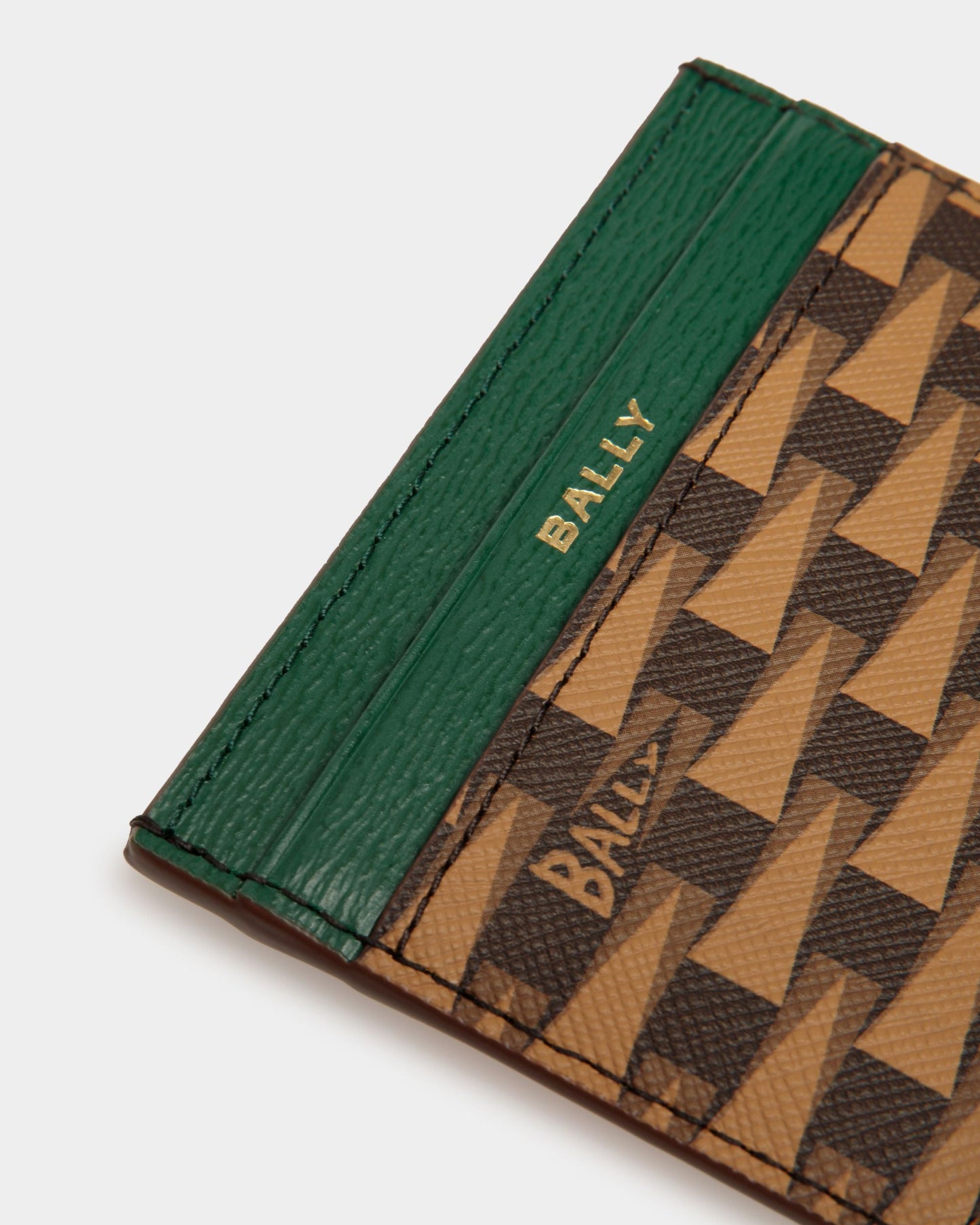 Pennant Business Card Holder | Men's Business Card Holder | Desert And Kelly Green Leather | Bally | Still Life Detail