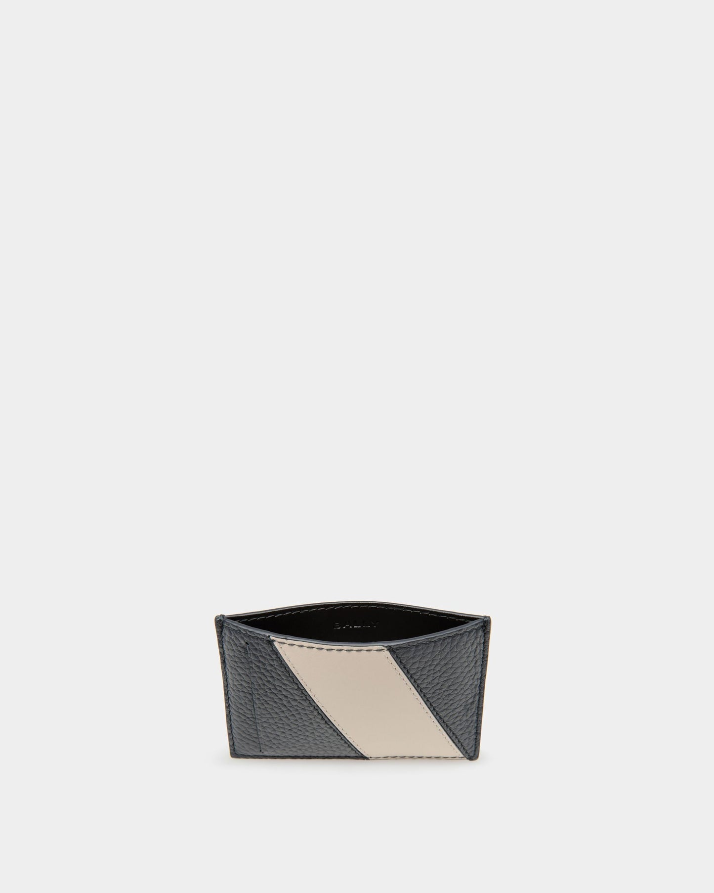Lago Business Card Holder | Men's Business Card Holder | Midnight Leather | Bally | Still Life Open / Inside