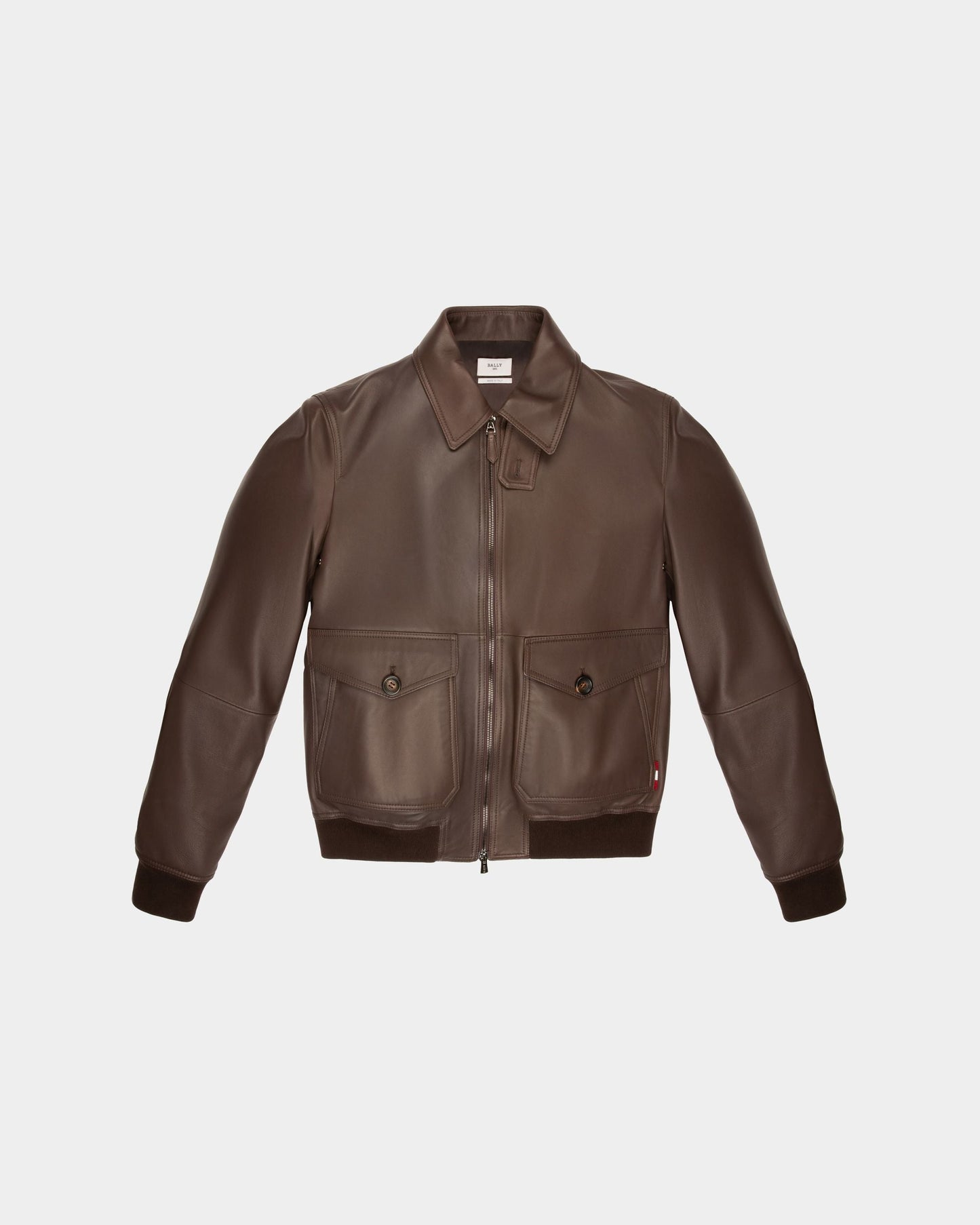 Shirt Collar Jacket Leather Outerwear In Brown