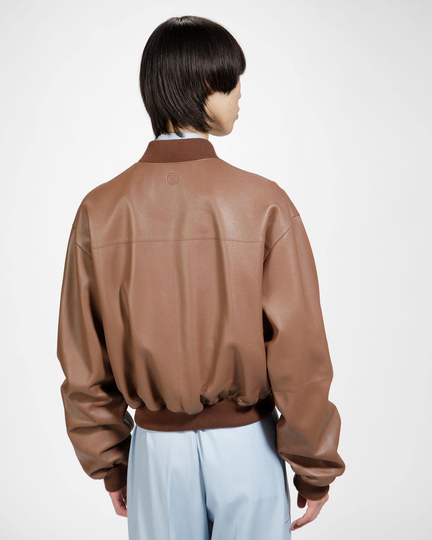 Leather Bomber Jacket In Brown