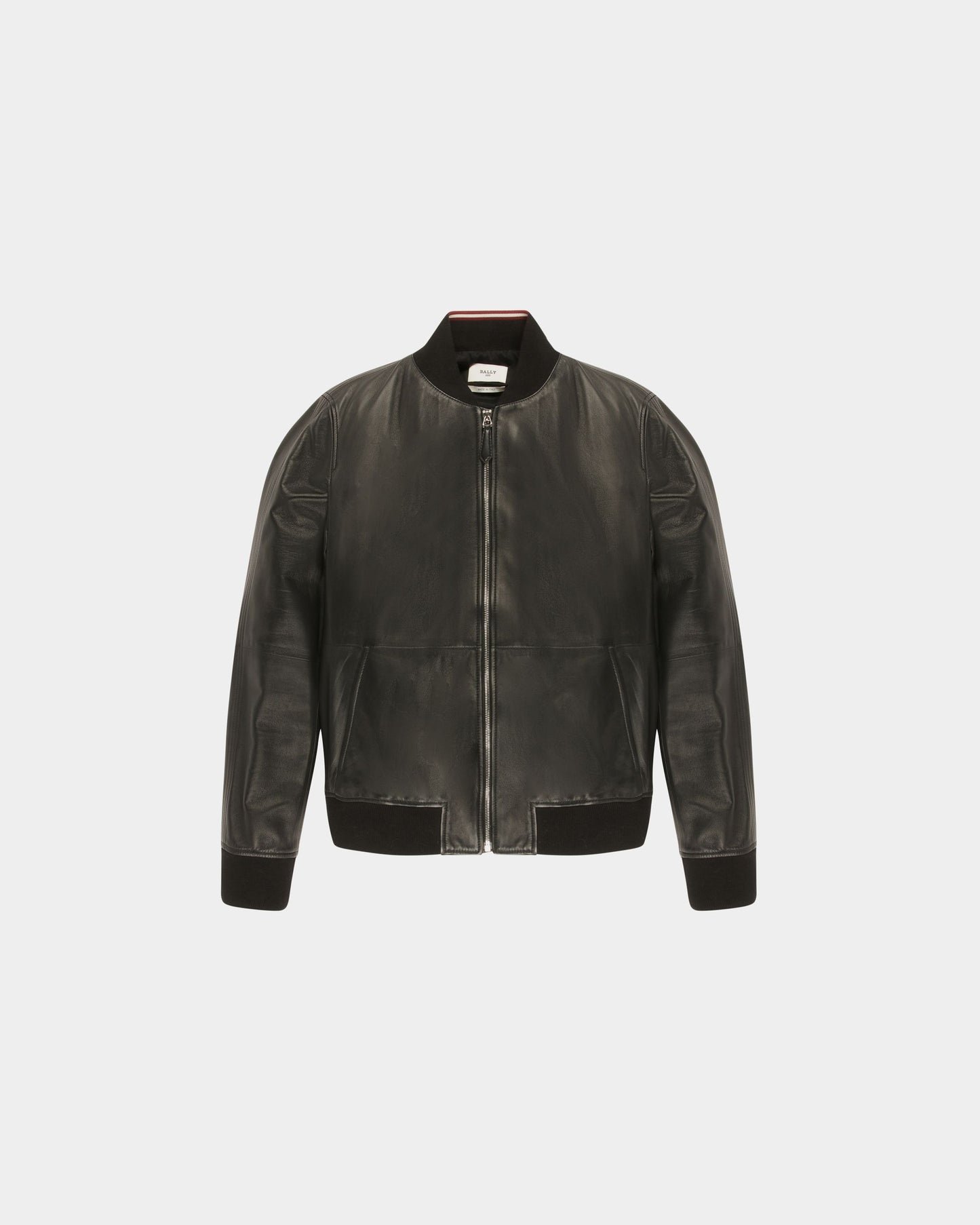 Leather Bomber Jacket In Black