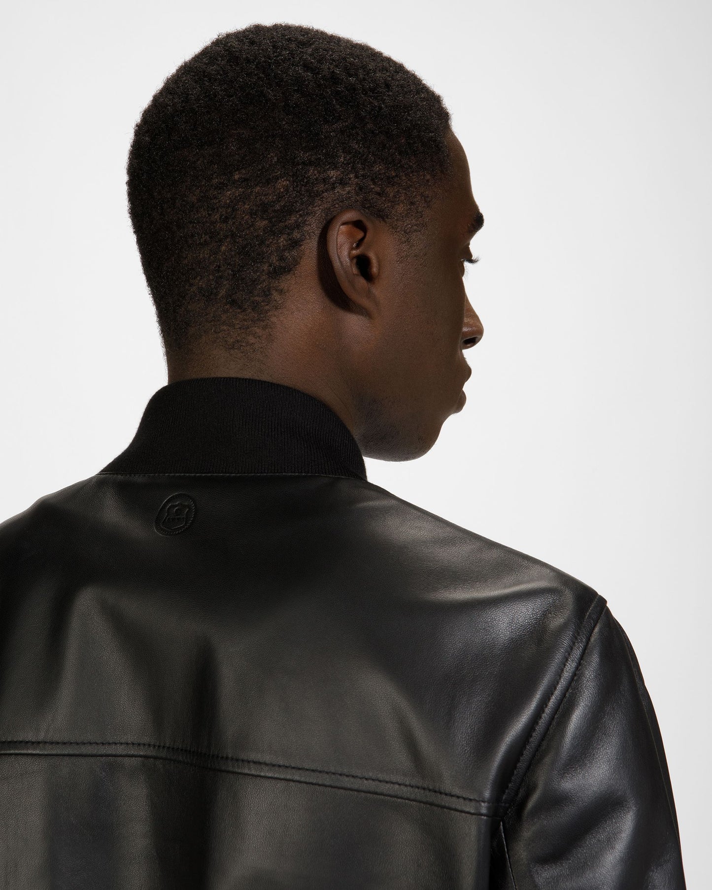 Leather Bomber Jacket In Black