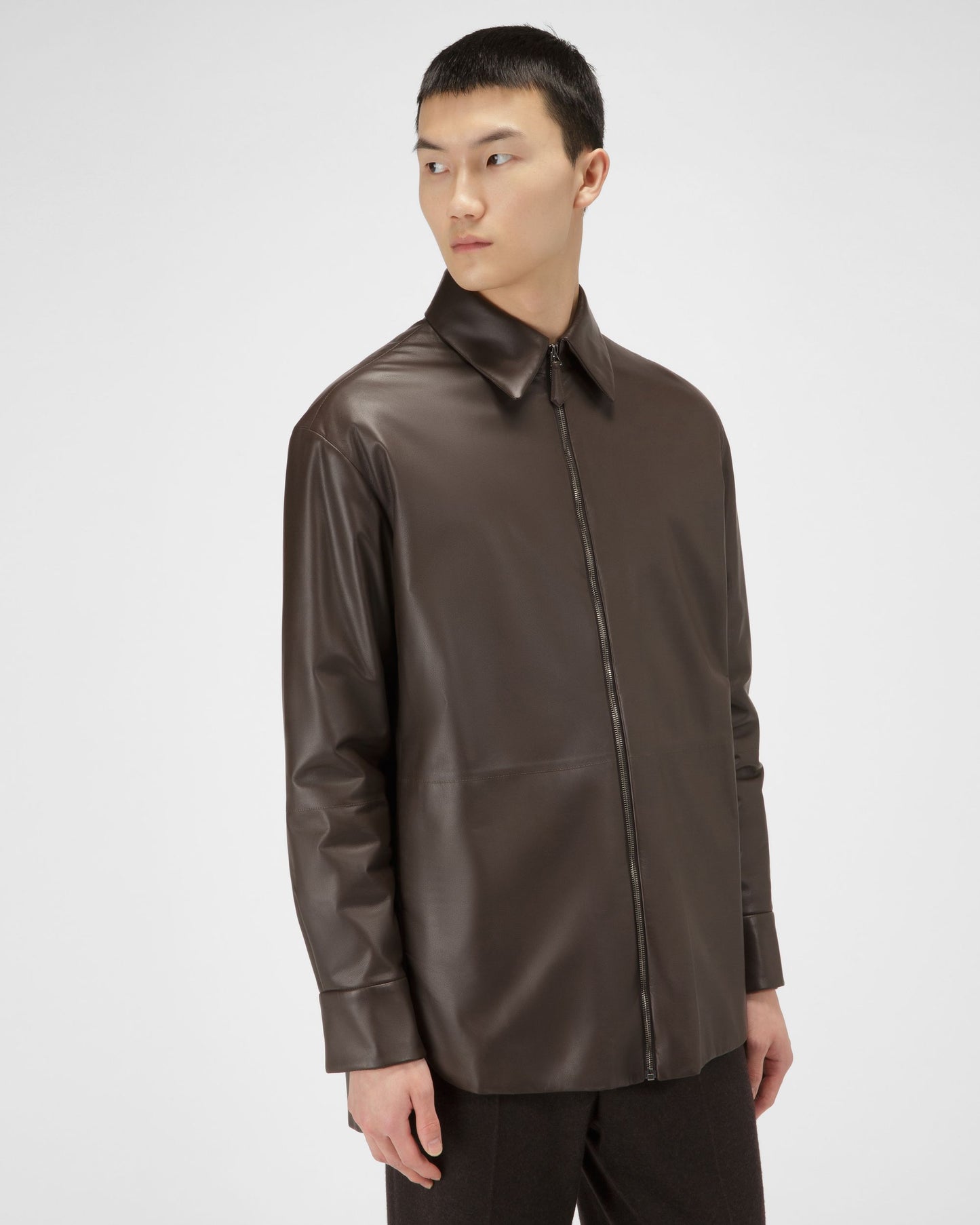 Leather Jacket In Ebony Brown