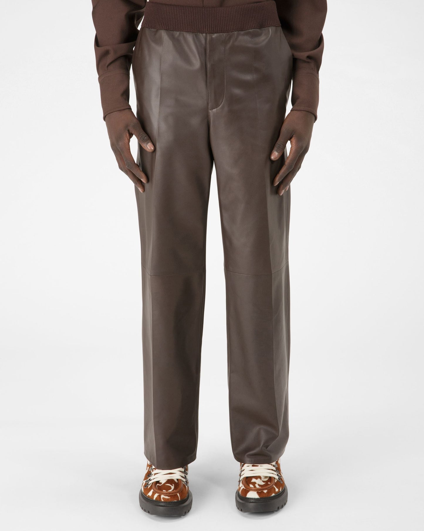 Leather Trousers In Ebony Brown