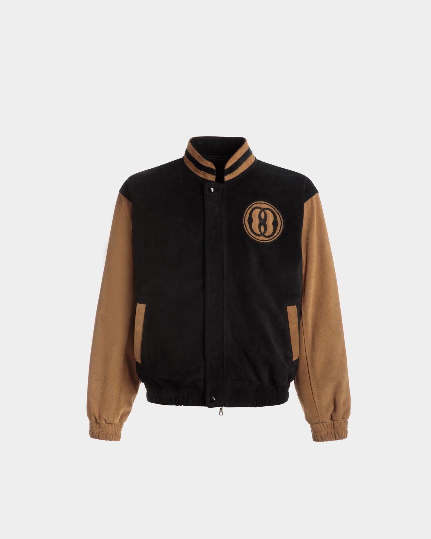 Letterman Jacket |Men's Outerwear | Black And Desert Suede | Bally | Still Life Front