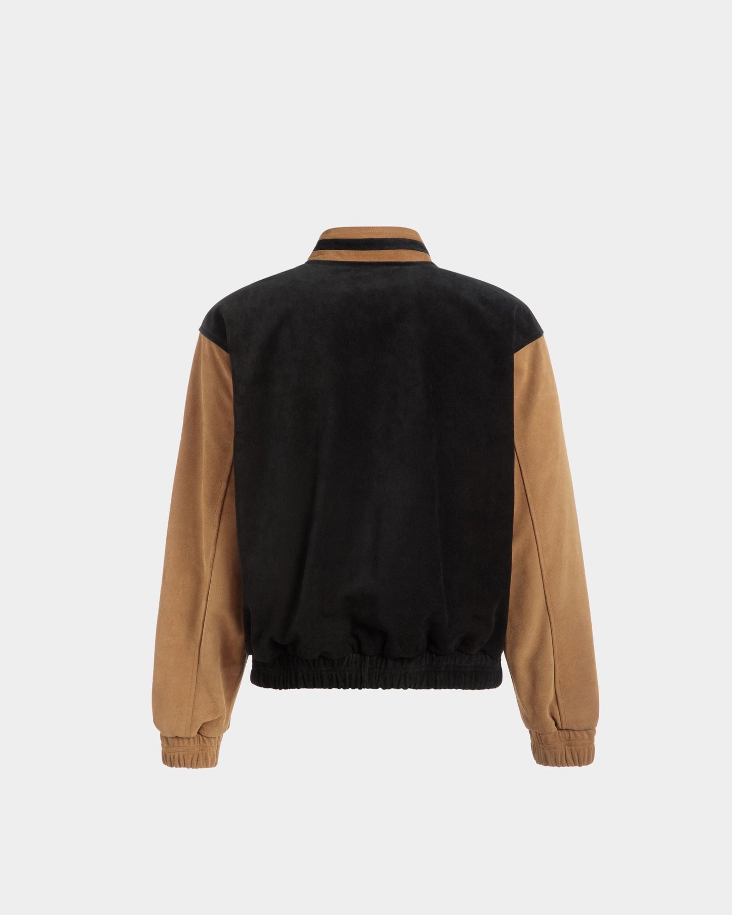 Letterman Jacket |Men's Outerwear | Black And Desert Suede | Bally | Still Life Back