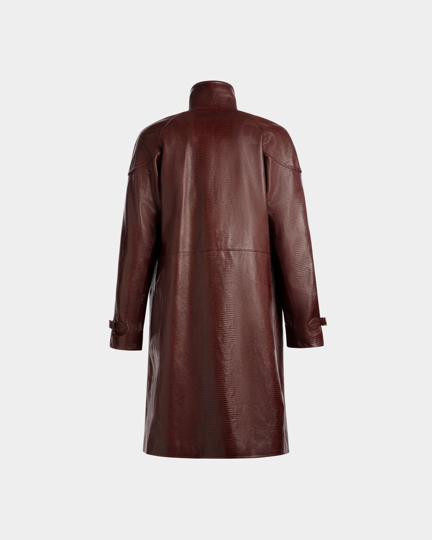 Pea Coat | Men's Coat | Burgundy Leather | Bally | Still Life Back