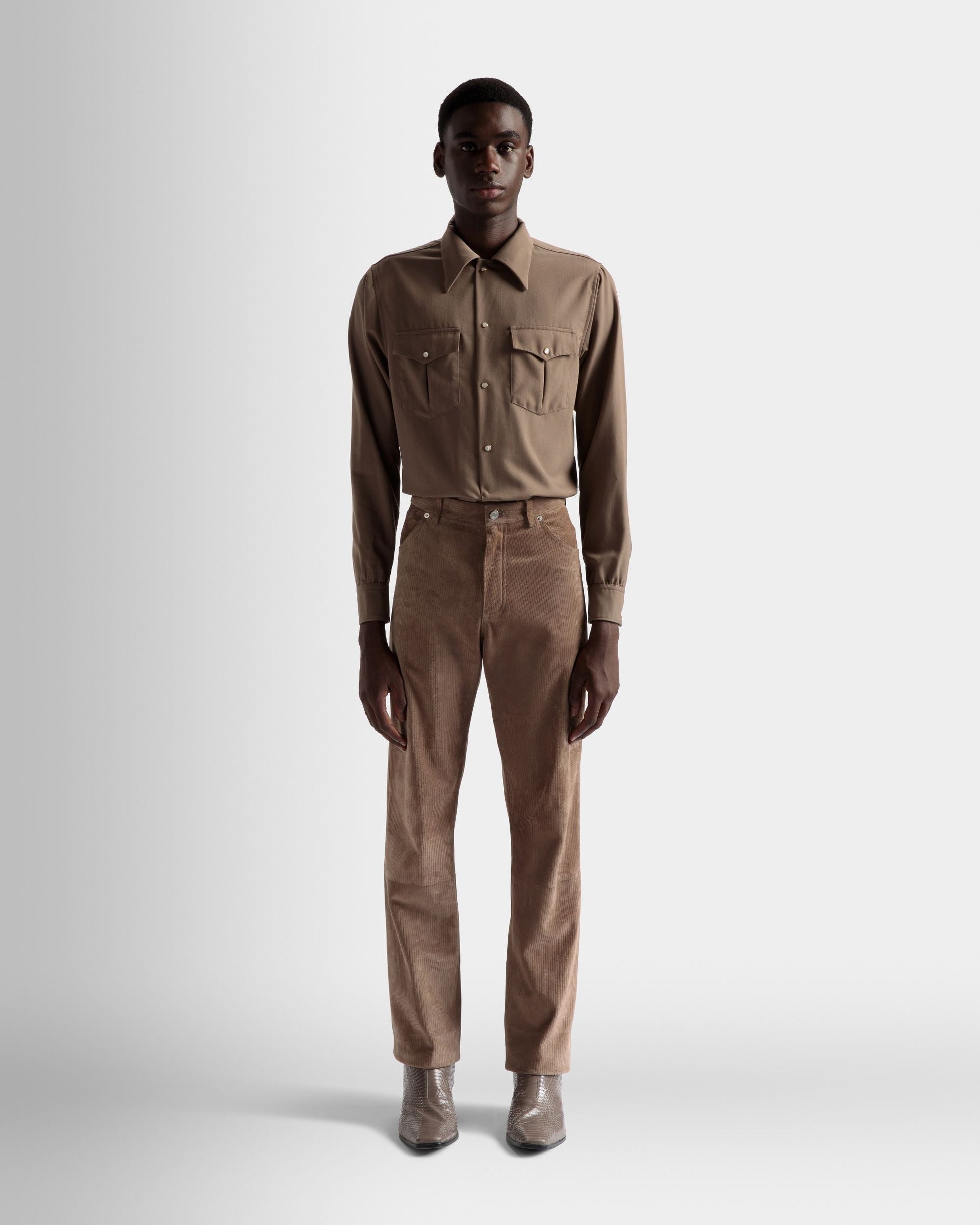Straight Trousers | Men's Trousers | Sepia Leather | Bally | On Model Front