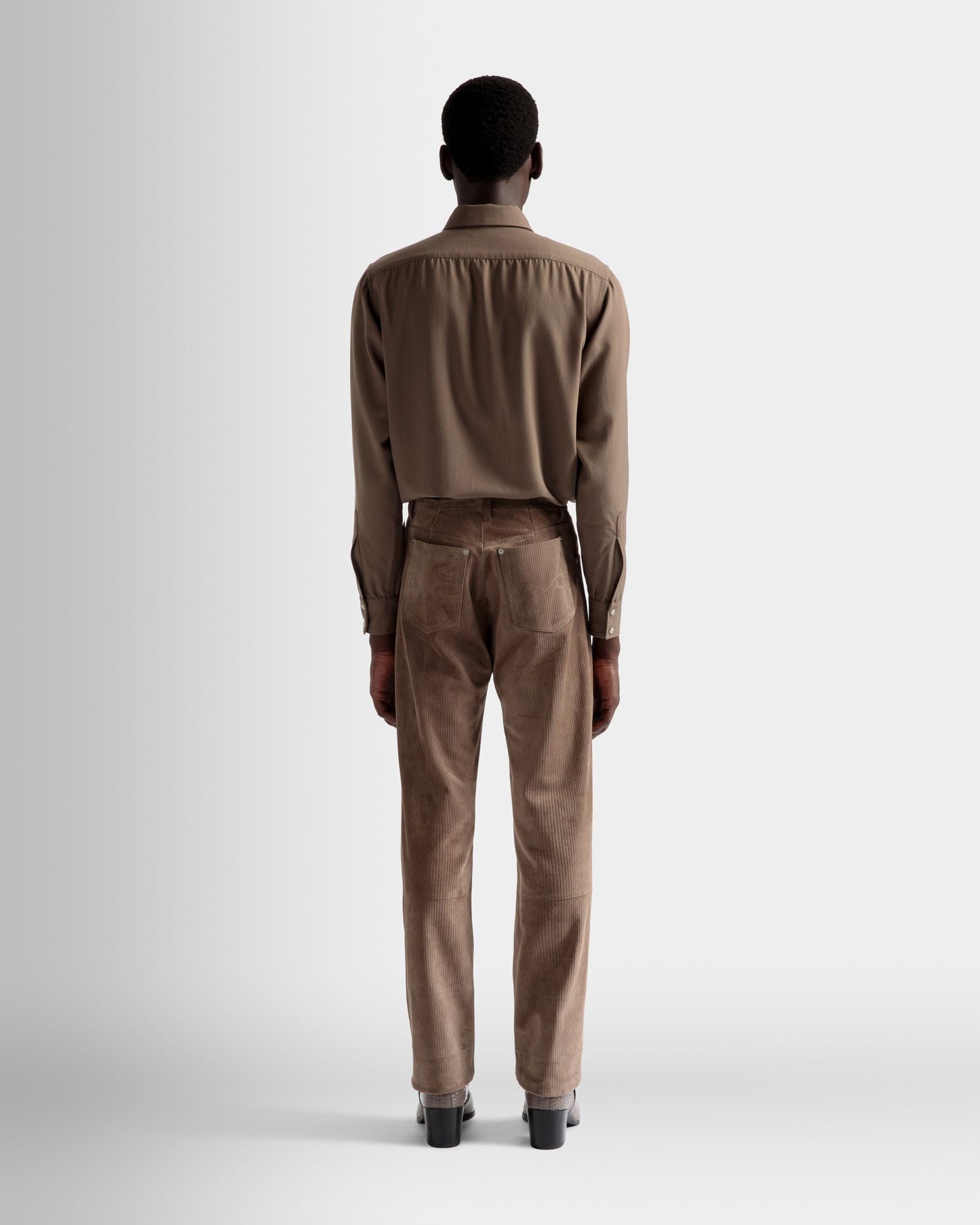 Straight Trousers | Men's Trousers | Sepia Leather | Bally | On Model Back