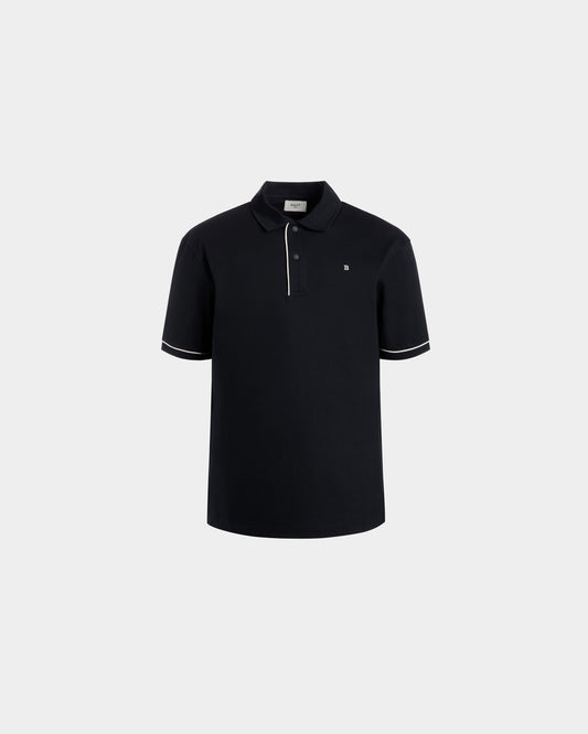 Polo Shirt in Blue Piqué-Knit Cotton