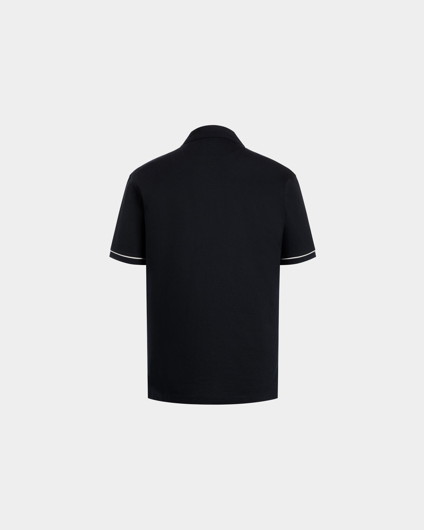 Polo Shirt in Blue Piqué-Knit Cotton