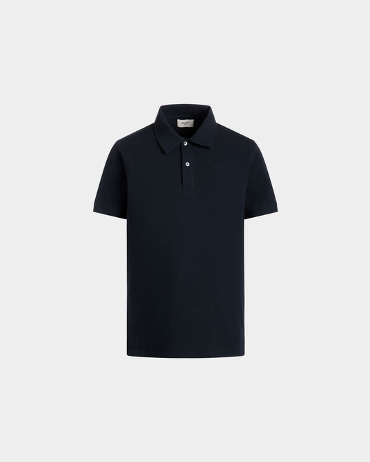 Polo Shirt in Blue Piqué-Knit Cotton