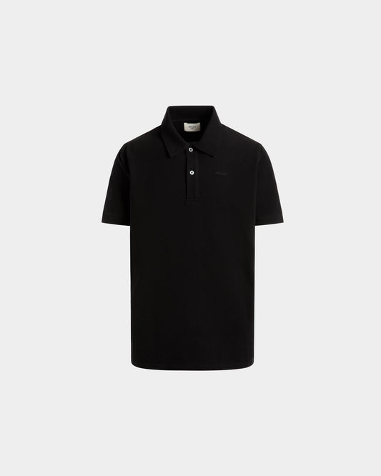 Polo Shirt in Black Piqué-Knit Cotton