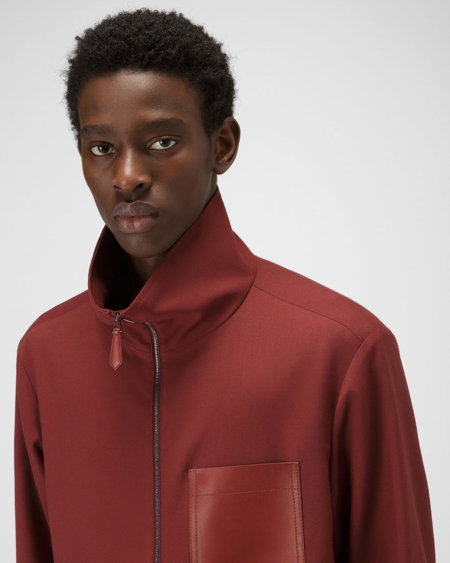 Wool Bomber Jacket In Heritage Red